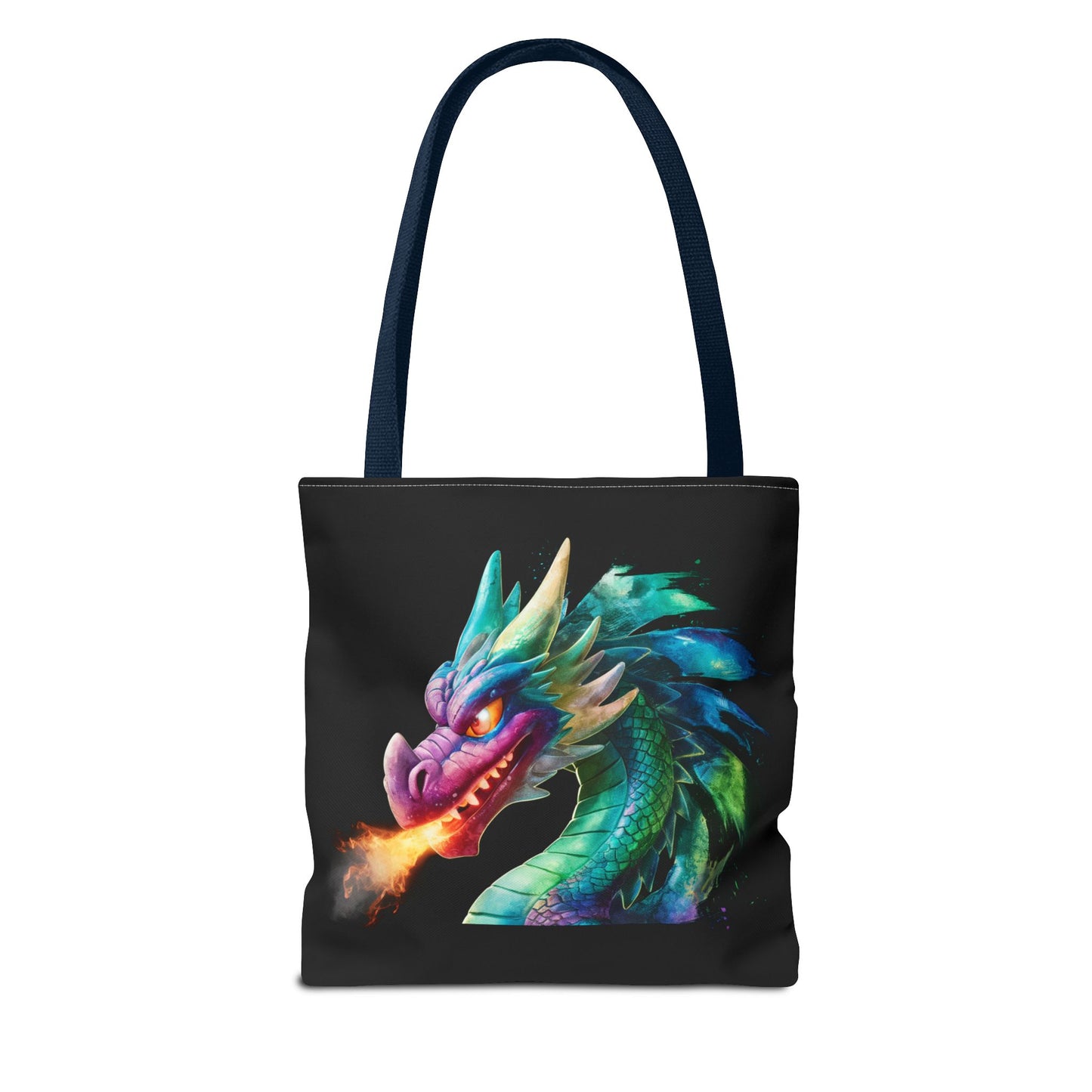 Double-Sided Fierce Dragon Canvas Tote - Colorful Fire-Breathing Fantasy, Eco Reusable Bag, Gift for Dragon Lover