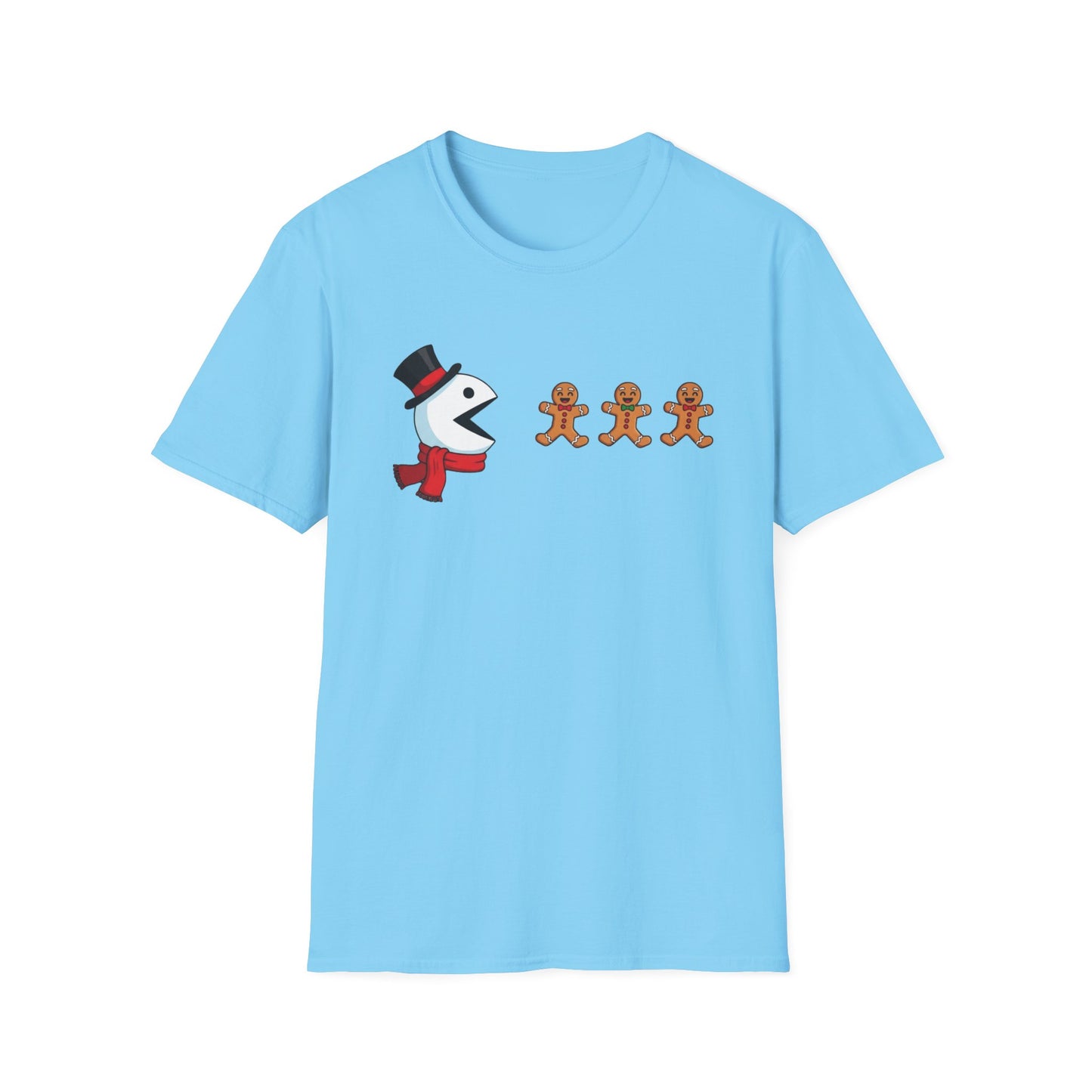 Snowman Pacman Christmas Shirt, Funny Gingerbread Men Tee, Cute Holiday Snowman T-Shirt, Christmas Humor Graphic Tee, Winter Holiday Shirt