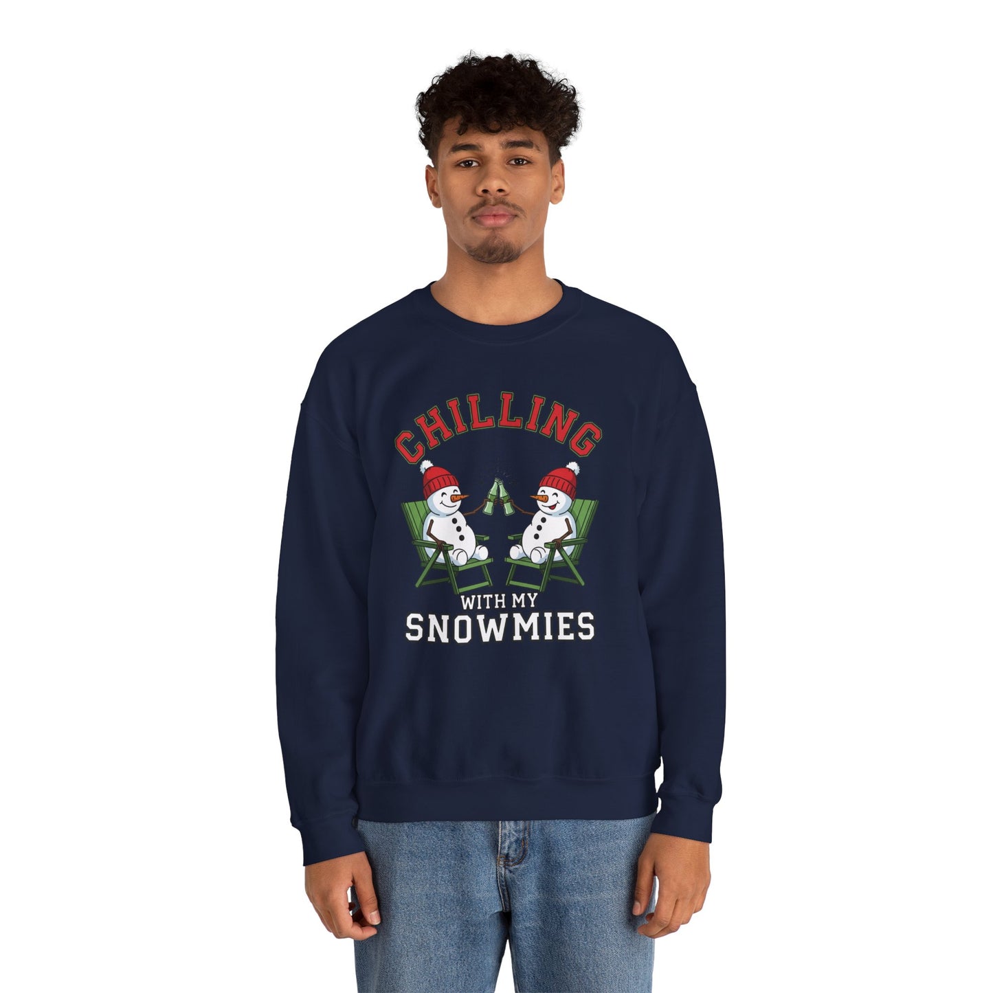 Chilling With My Snowmies Sweatshirt - Funny Christmas Snowman Sweater, Holiday Party Shirt, Cute Winter Gift, Matching Friends Xmas Top