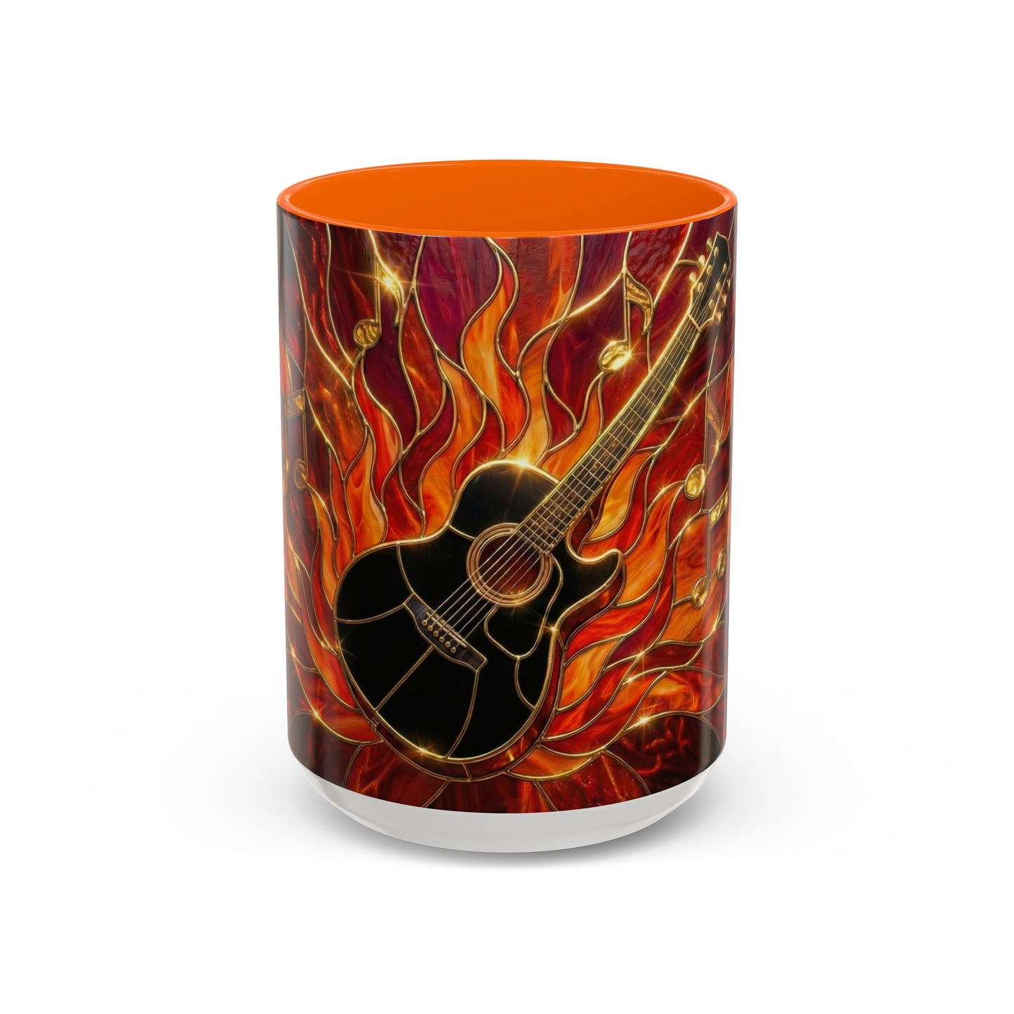 Stained Glass Guitar Mug, Fire Guitar Coffee Mug, Music Lover Gift Mug, Rock Guitar Art Cup, Musician Gift Mug, Guitar Lover Cup