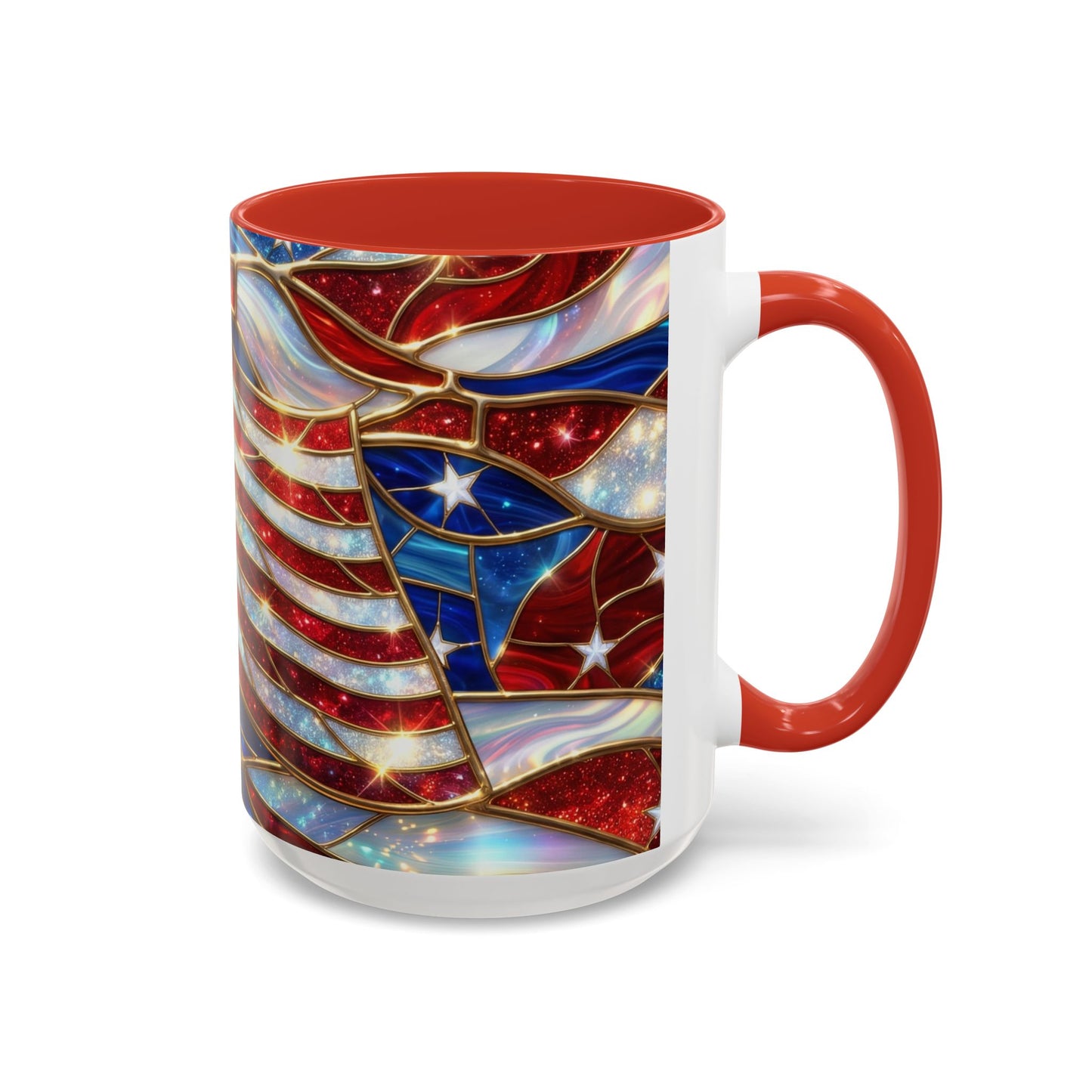 American Flag Mug, Stained Glass Flag Coffee Mug, Patriotic Mug, USA Flag Cup, Fourth Of July Gift, Veterans Gift Mug