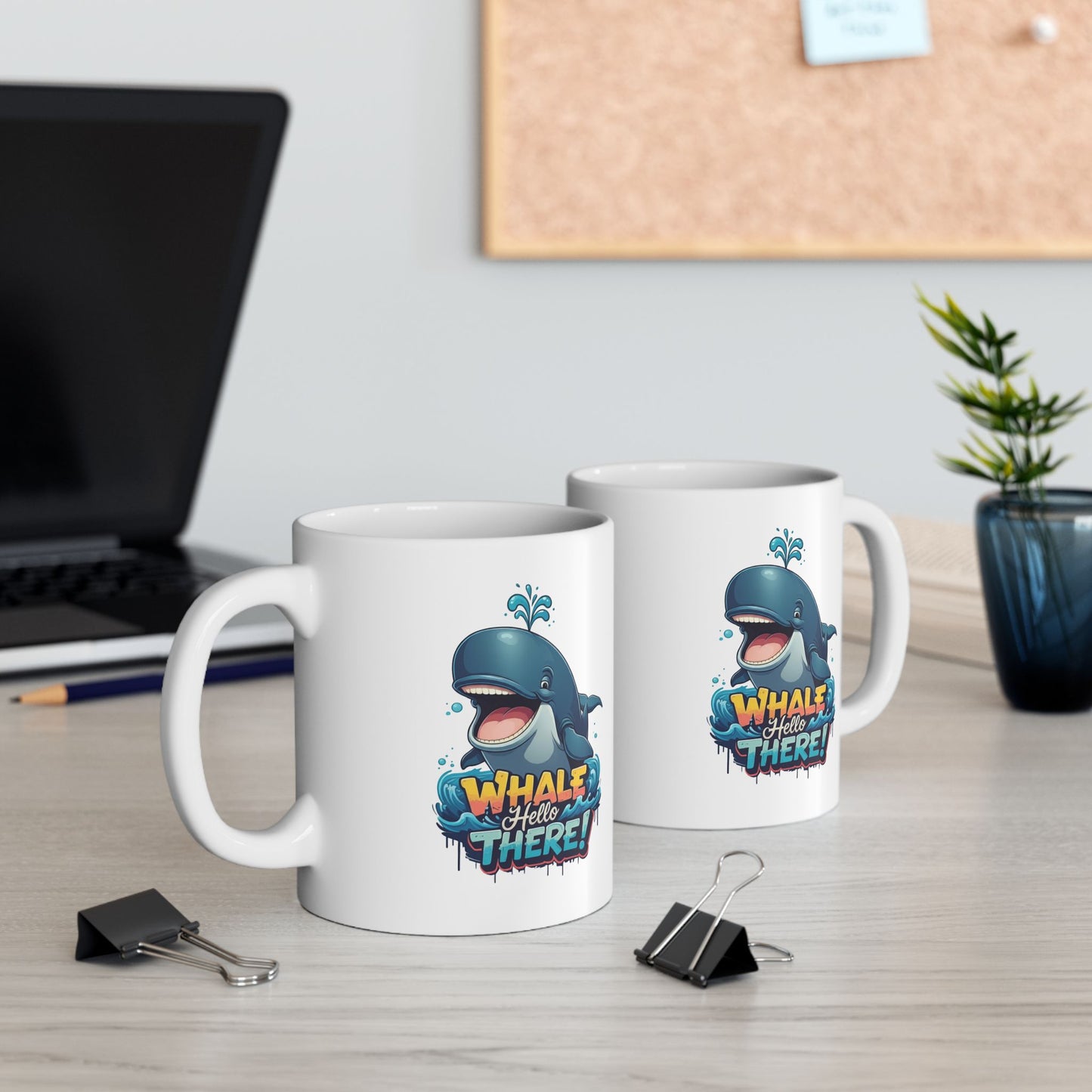 Whale Hello There Mug – Cute Ocean Whale Cartoon Coffee Tea Cup – Funny Pun Design – Nature Animal Lover Gift – Cottagecore Aesthetic Mug