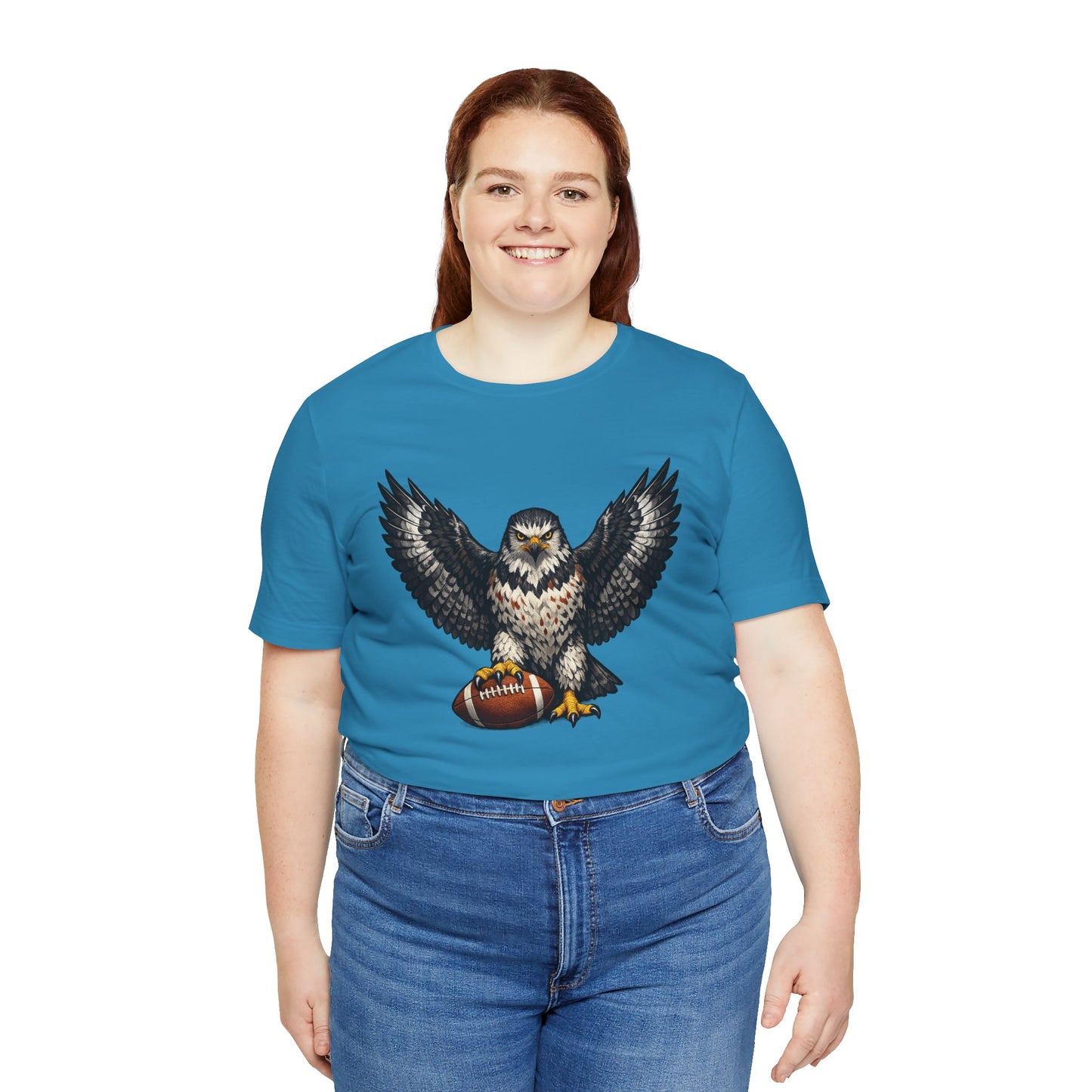 Hawk Football Shirt, Hawk Holding Football T Shirt, Hawk Mascot Tee, Football Bird Of Prey Shirt, Game Day Sports Tee, Hawk Fan Gift