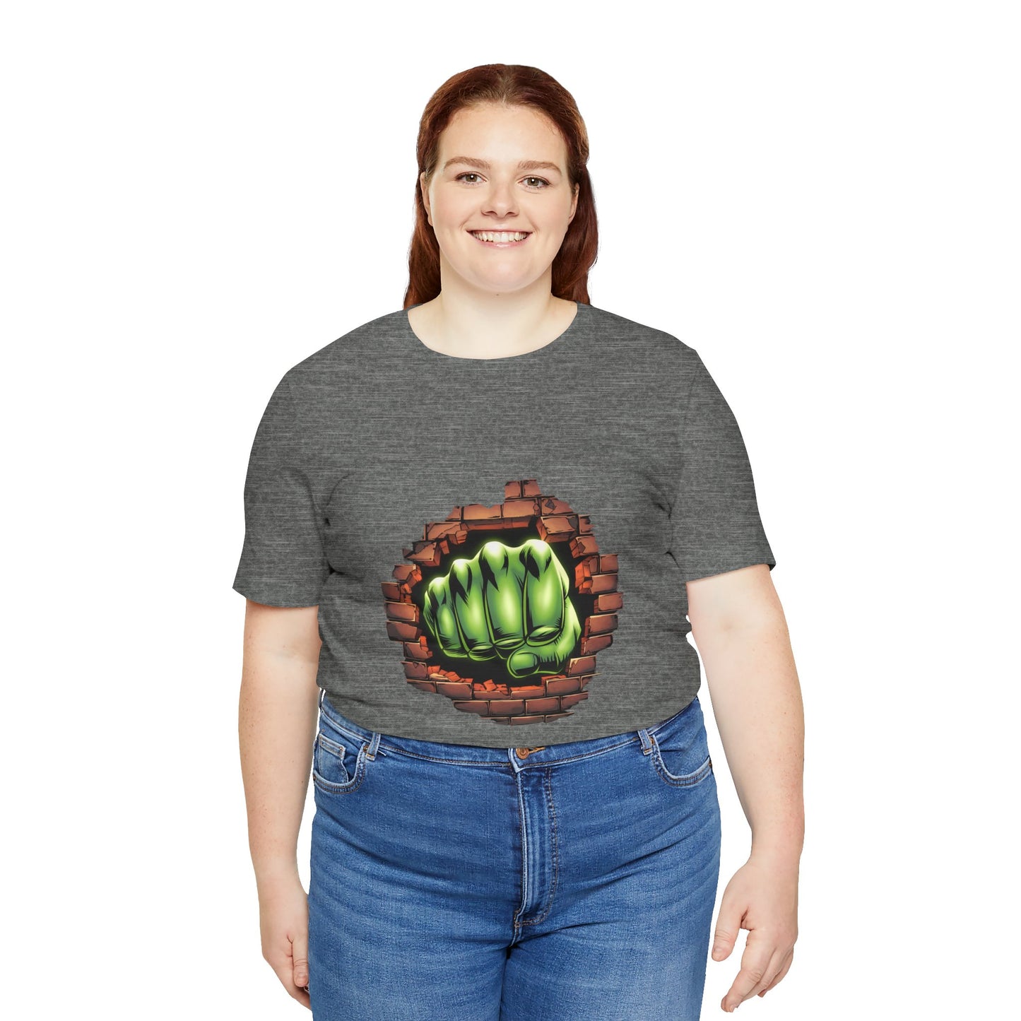Green Hero Fist Graphic Tee – Superhero Shirt, Comic Pop Art, Gamer Gift, Y2K Dopamine Aesthetic, Funny Nerd Fashion, Unisex T‑shirt