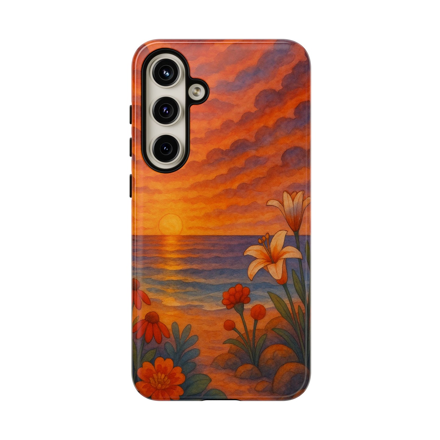 Samsung Case - Floral Ocean Sunset Watercolor Nautical Phone Case Beach Samsung Case Ocean Sunset Theme