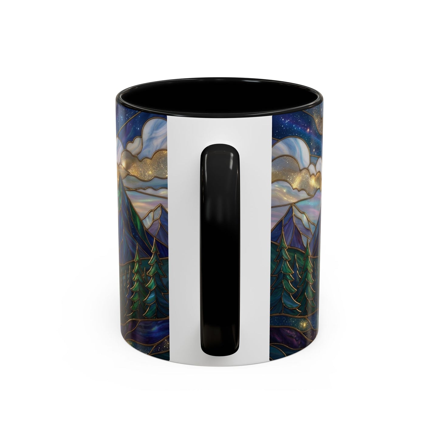 Mountain Art Mug, Scenic Mountain Coffee Cup, Nature Lover Ceramic Mug, Stained Glass Style Landscape, 11oz 15oz Gift, Outdoor Hiking Mug, Unique Coffee Tea Cup