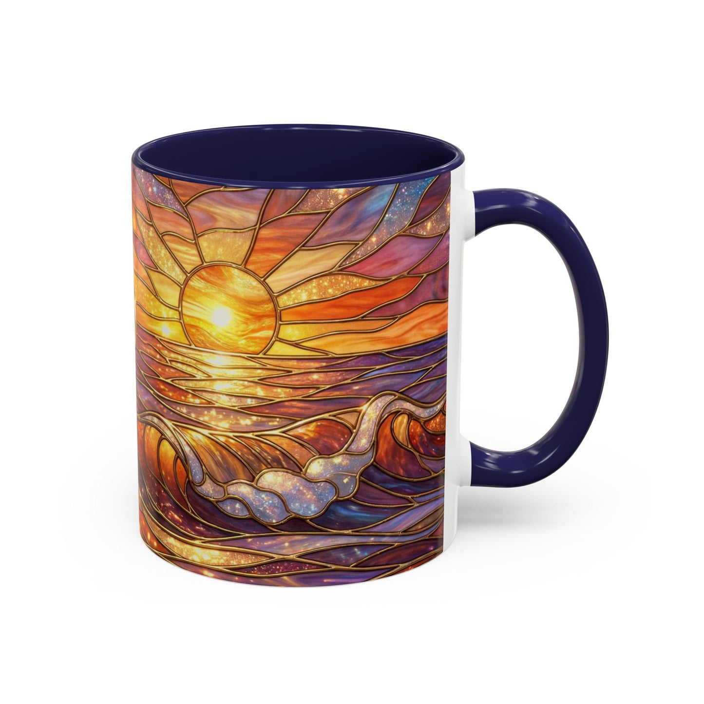 Stained Glass Wave Mug, Ocean Sunset Coffee Cup, Vibrant Beach Art, Sea Lover Gift, Mosaic Tea Cup, Summer Kitchen Decor, Nature Drinkware