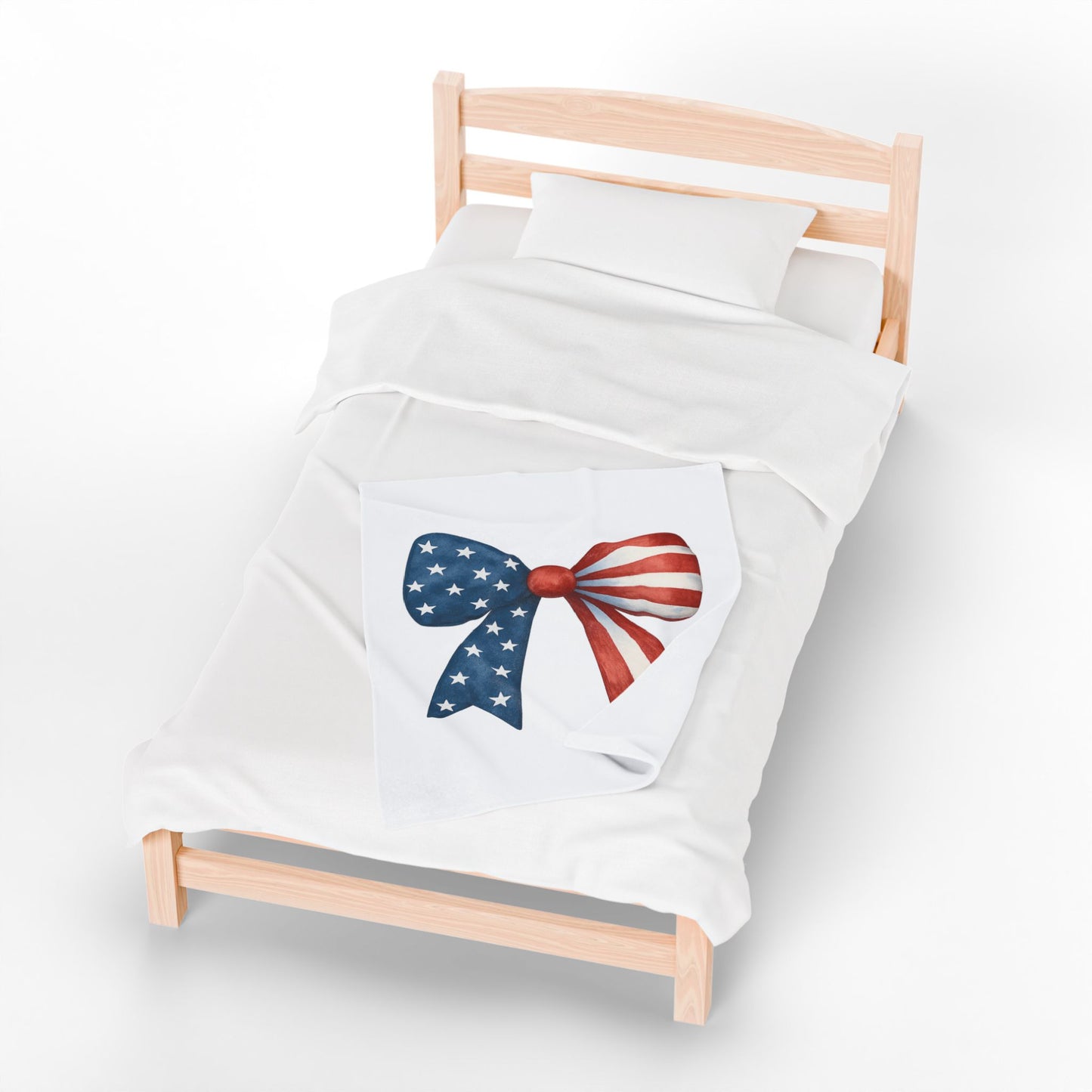Patriotic Bow USA Blanket | 4th of July Throw | American Flag Blanket | USA Stars Stripes Decor | Cozy Fourth of July Gift | USA Home Decor