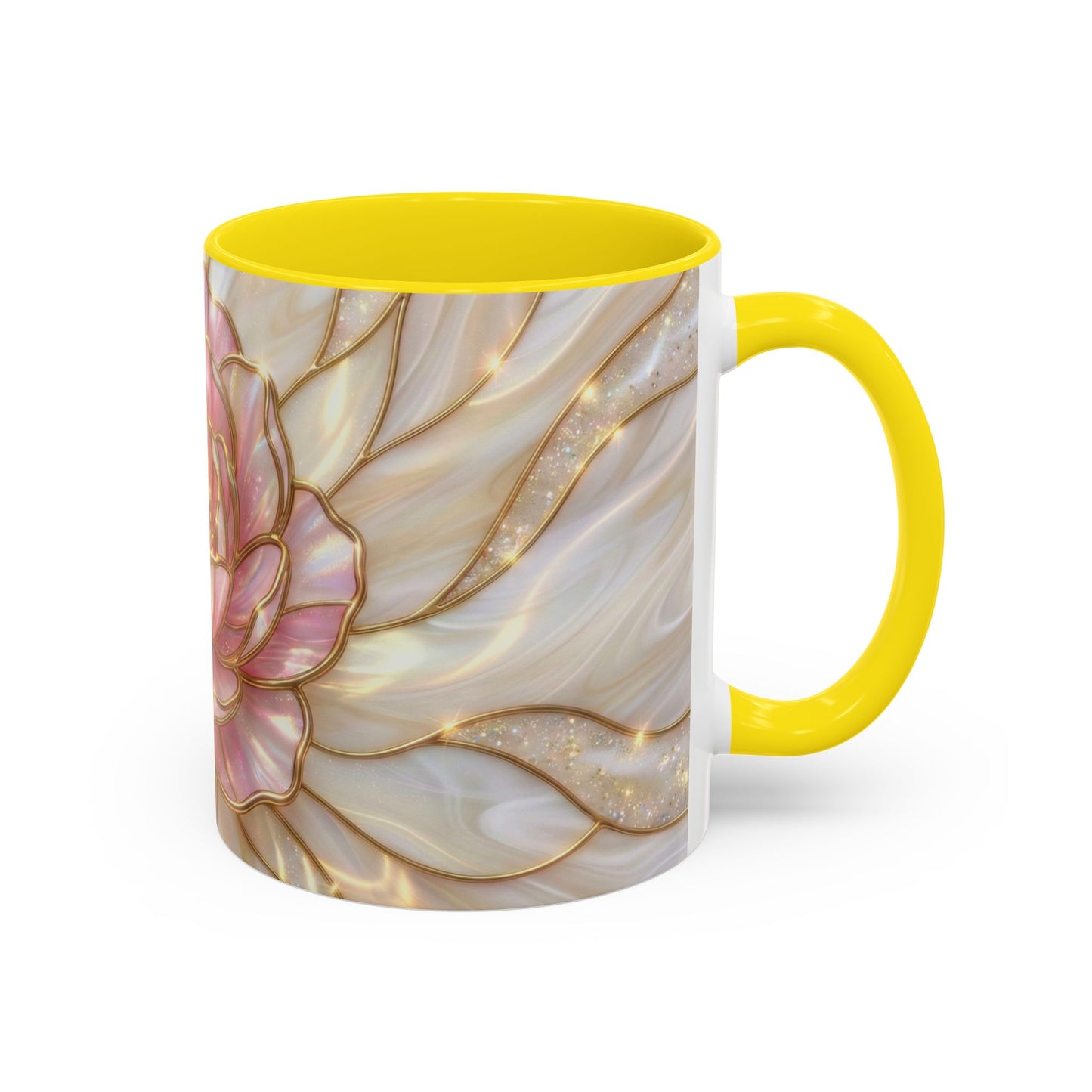 Pink Peony Stained Glass Mug, Gold Floral Coffee Cup, Elegant Flower Gift For Her, Fairycore Tea Cup, Mothers Day Present, Pearl Art Decor