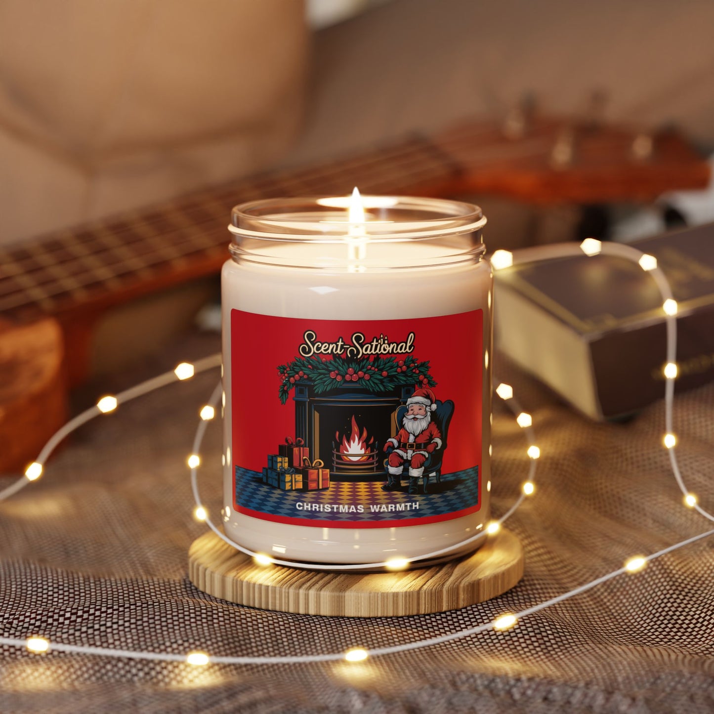 Christmas Warmth Scented Candle, Cozy Holiday Soy Candle, Reusable Glass Jar, Festive Home Fragrance Gift For Winter And Christmas Decor