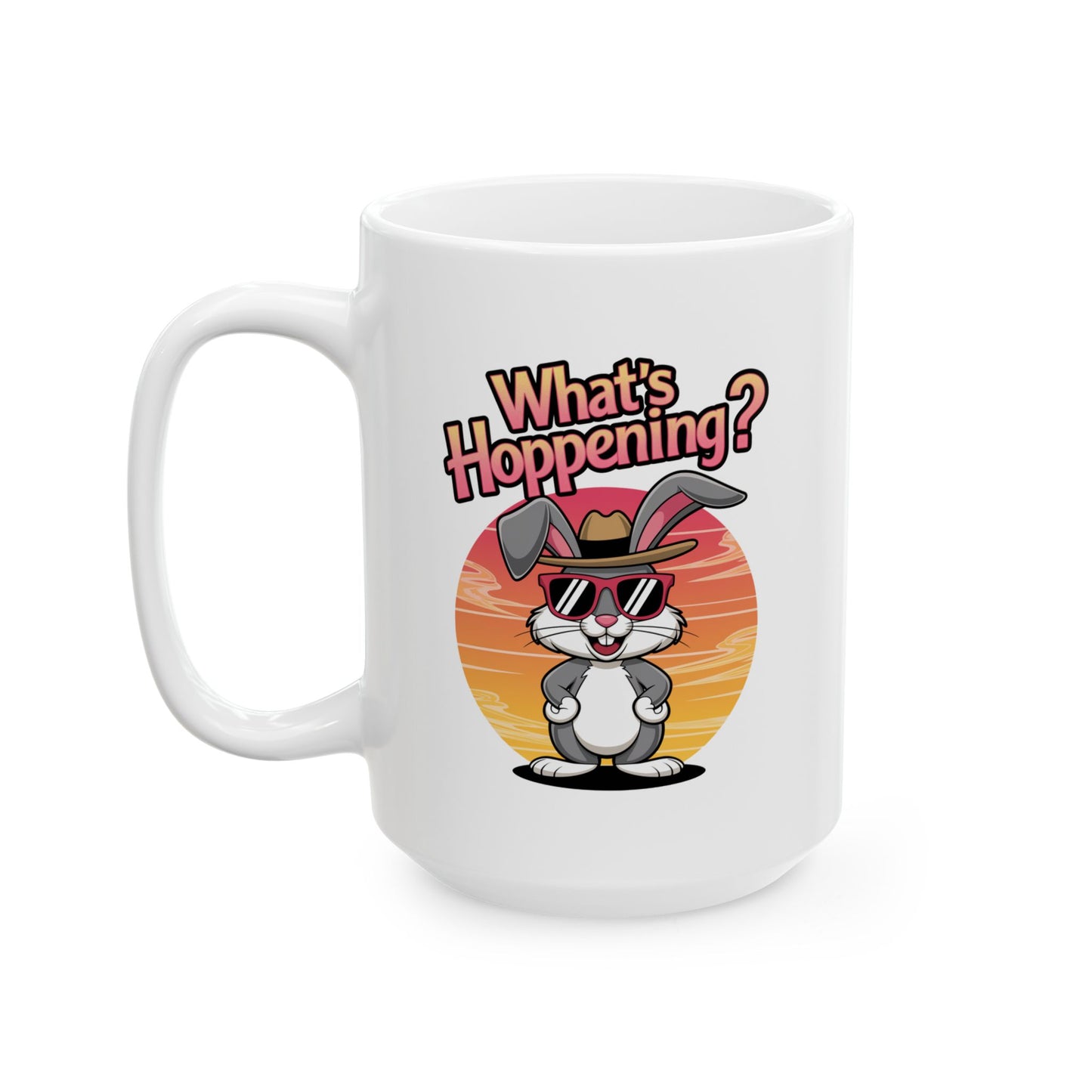 What’s Hoppening Funny Bunny Mug – Cute Rabbit Coffee Cup with Easter Pun, Dishwasher Safe Ceramic, Hilarious Gift for Animal Lovers & Friends