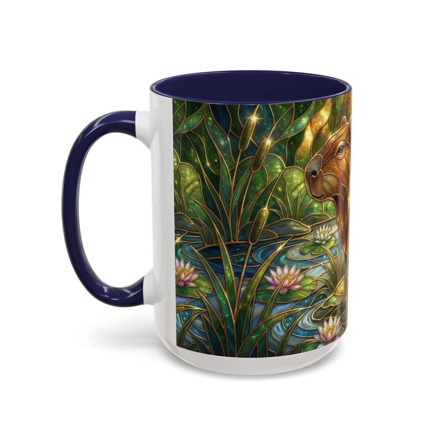 Capybara Coffee Mug, Stained Glass Capybara Art Mug, Cute Animal Lover Gift, Nature Inspired Ceramic Coffee Cup, Unique Wildlife Mug, 11oz 15oz