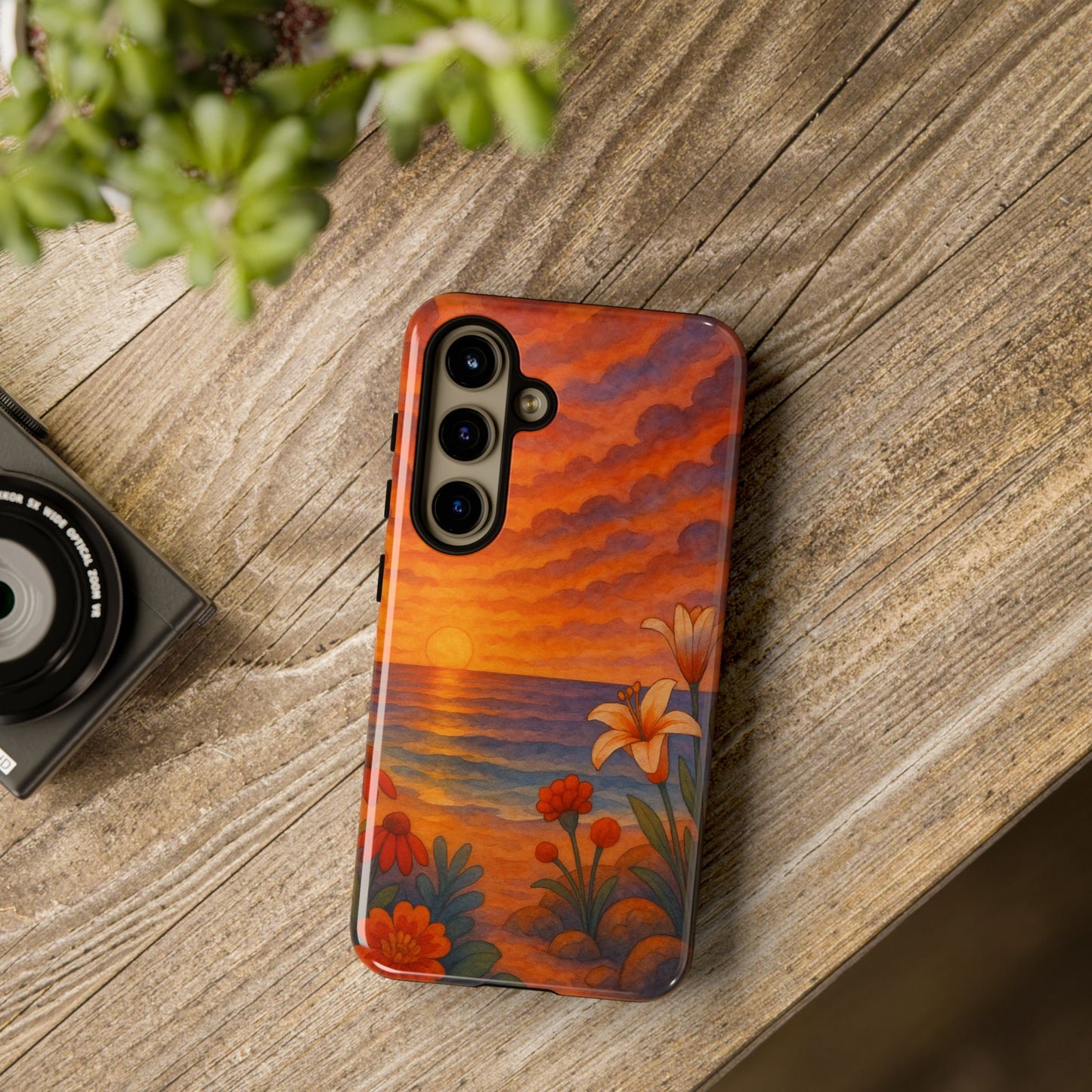 Samsung Case - Floral Ocean Sunset Watercolor Nautical Phone Case Beach Samsung Case Ocean Sunset Theme