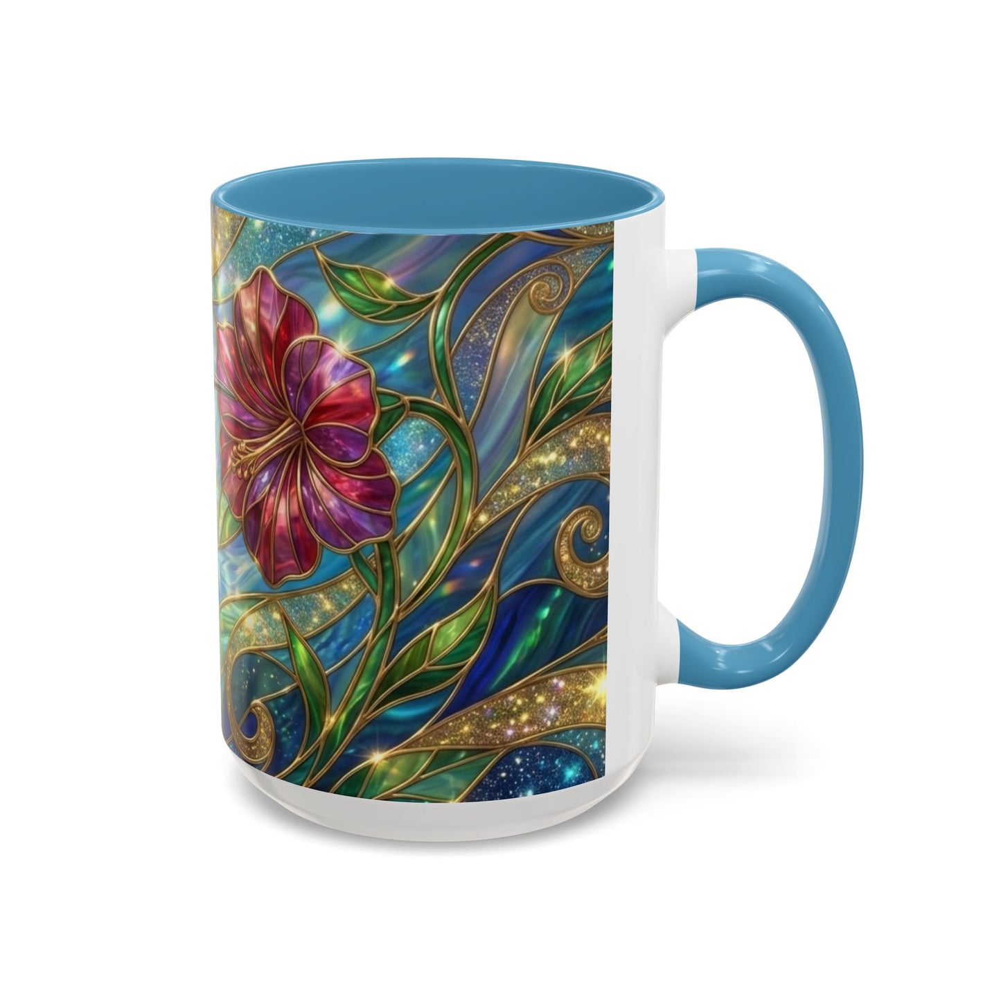 Stained Glass Hummingbird Mug, Colorful Floral Coffee Cup, Bird And Flower Art Mug, Nature Lover Gift, Artistic Garden Mug, Unique Gift
