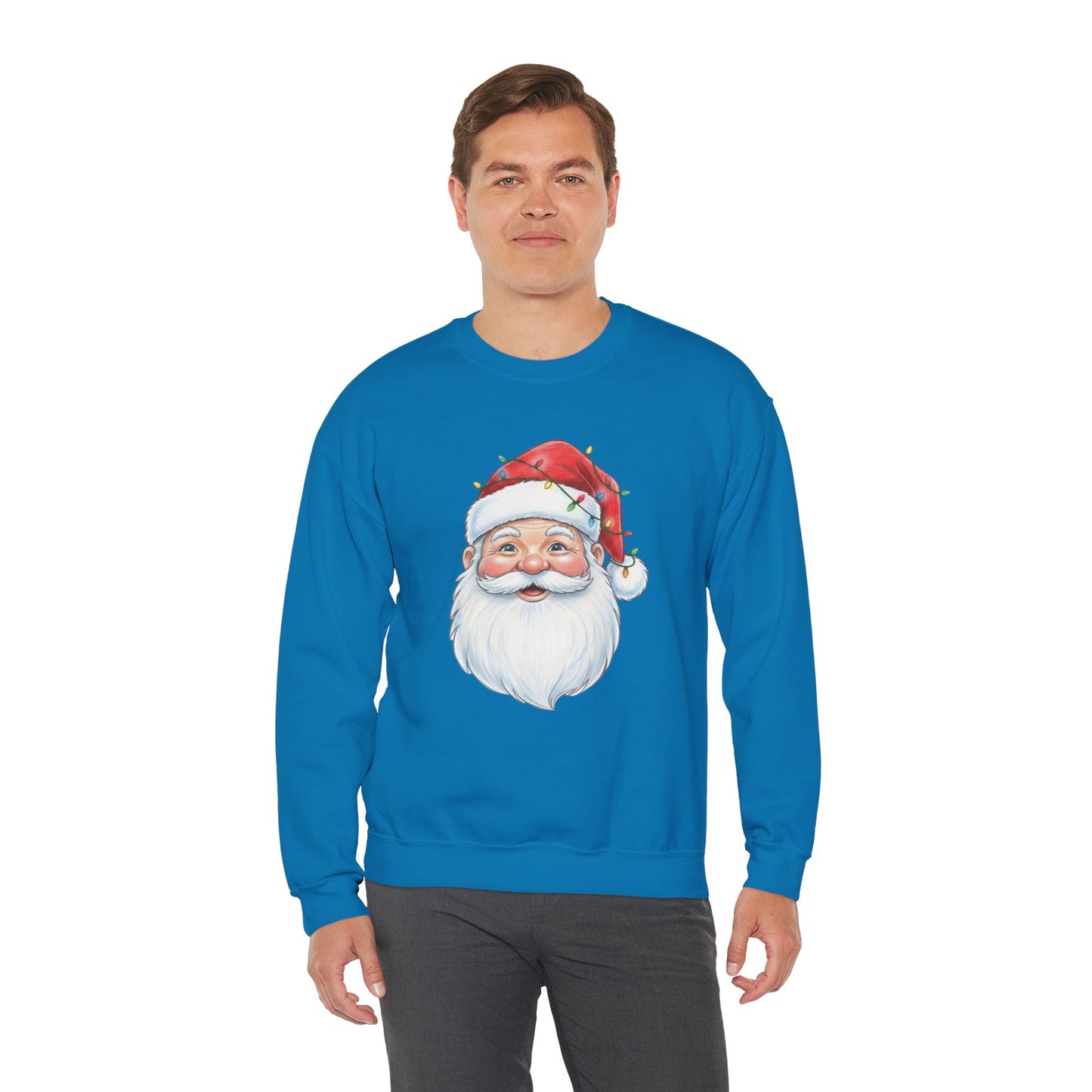 Santa Claus Christmas Sweatshirt, Vintage Santa Crewneck, Holiday Santa Face Sweater, Cute Christmas Lights Santa Shirt, Funny Xmas Sweatshirt