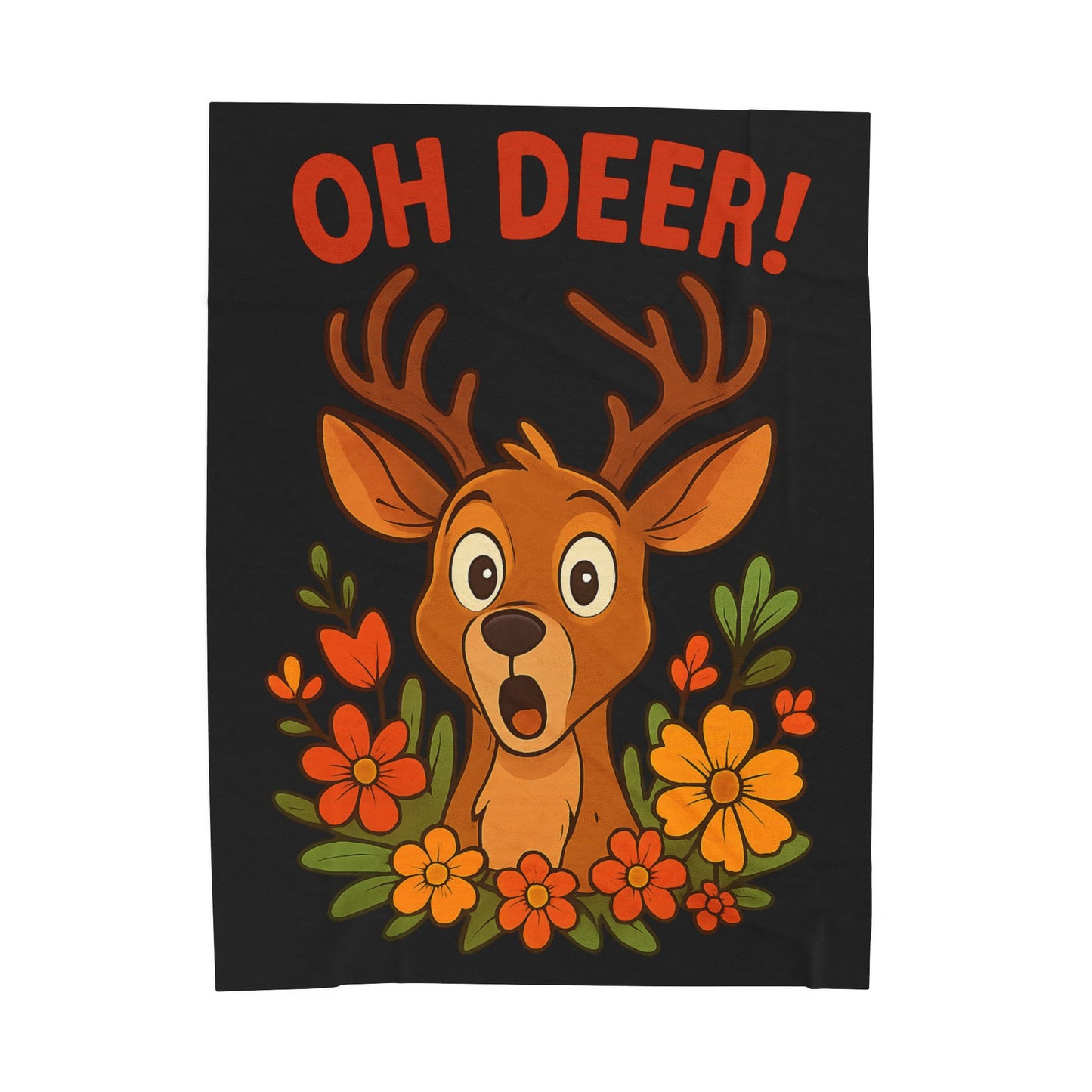 Plush Blanket - Startled Deer Oh Deer Design Wildlife Decor Deer Throw Animal Decor