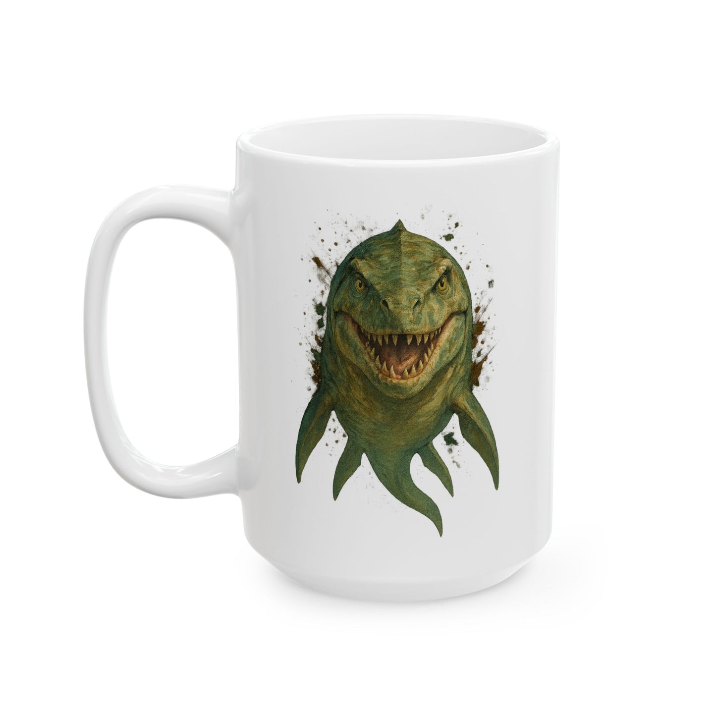 Mosasaurus Ceramic Mug - Dinosaur Coffee Cup | Prehistoric Tidal Beast Gift for Paleontology Fans | 11oz/15oz Dishwasher Safe Jurassic Cup