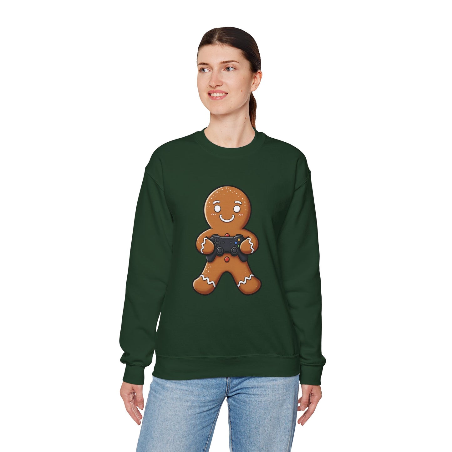 Gamer Gingerbread Sweatshirt | Funny Christmas Sweater | Cute Holiday Crewneck for Gamers | Cozy Unisex Winter Gift