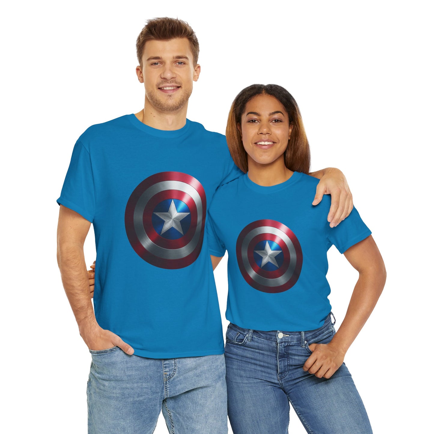 Patriotic Hero Shield Shirt – Star Emblem Graphic Tee – Super Soldier Gift – Comic Inspired Unisex Shirt – Cosplay Convention Top