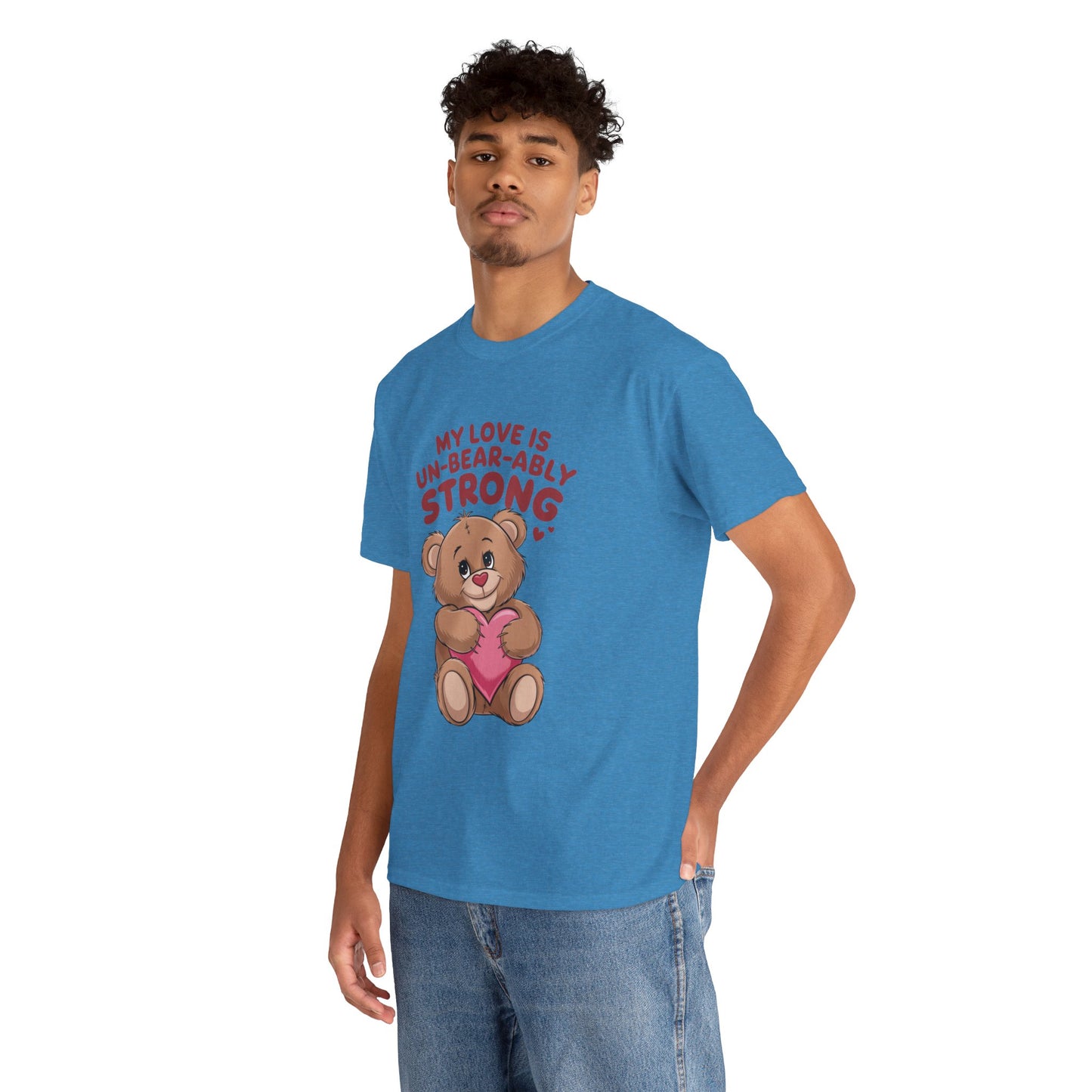 Un-Bear-ably Strong Valentine Shirt, Teddy Bear Heart Tee, Cute Love Graphic T-Shirt, Valentines Gift, Romantic Couple Top, Gift For Her