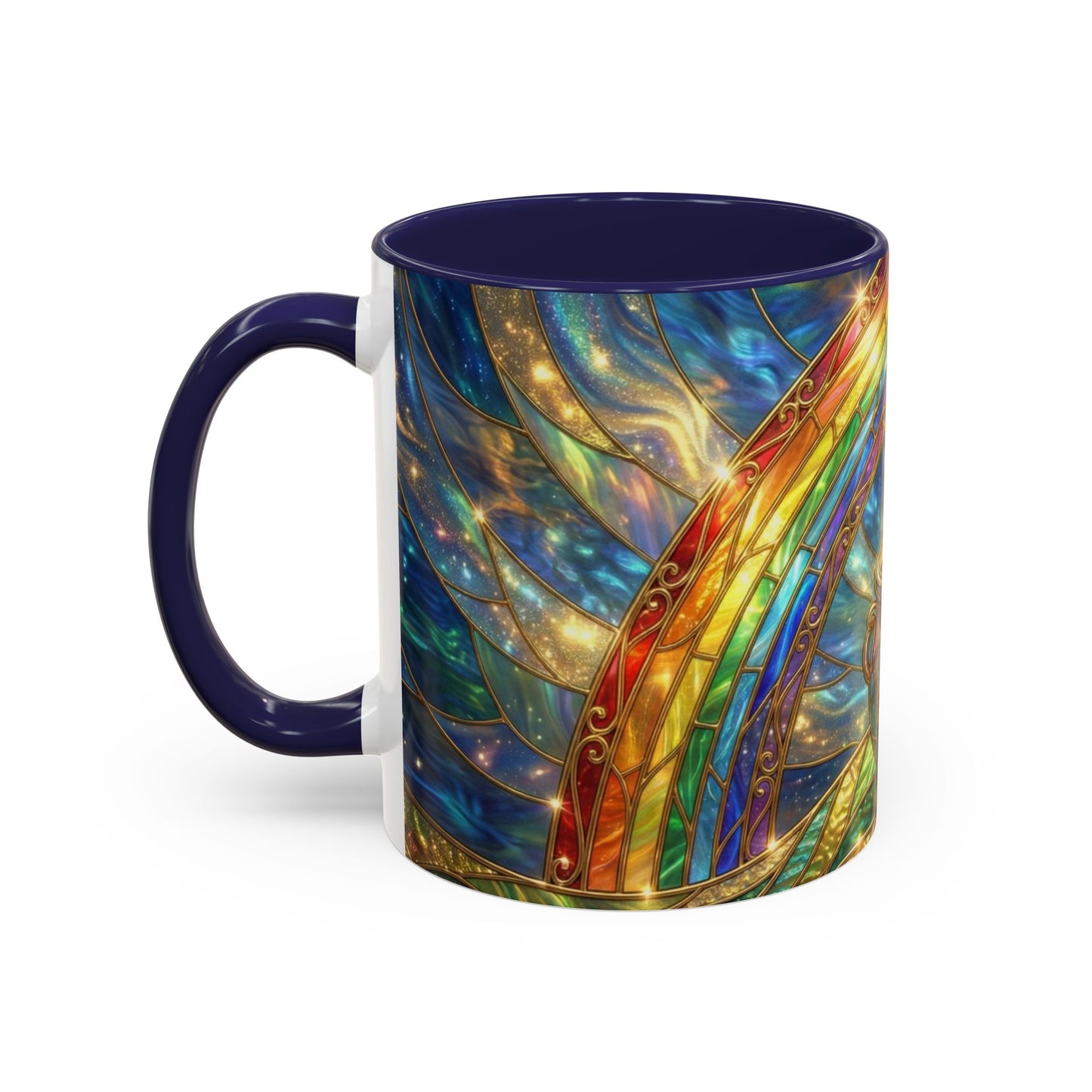 Stained Glass Pot of Gold Mug, Rainbow Coffee Cup, St Patricks Day Gift, Magical Fantasy Tea Mug, Celestial Drinkware, Lucky Irish Gift