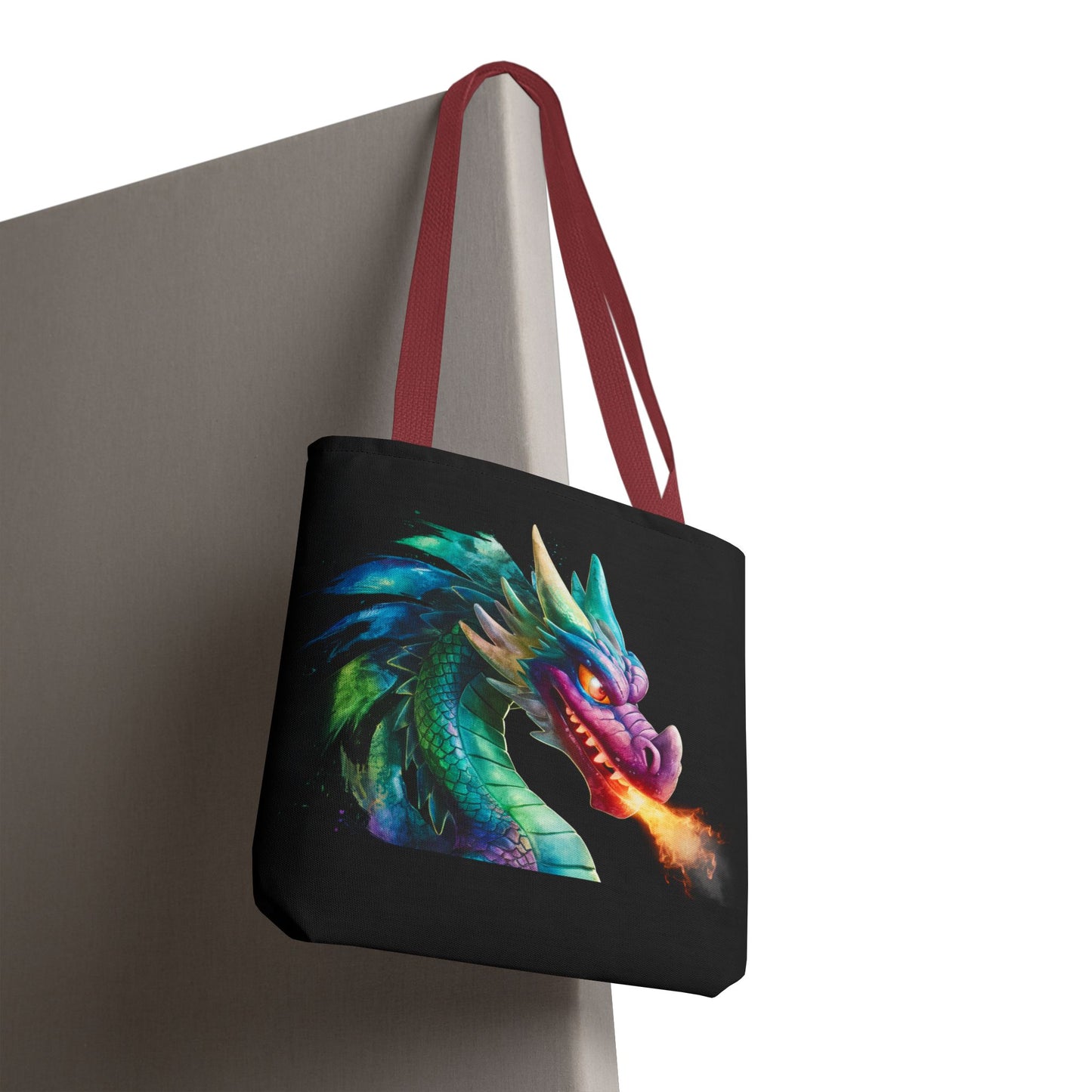 Double-Sided Fierce Dragon Canvas Tote - Colorful Fire-Breathing Fantasy, Eco Reusable Bag, Gift for Dragon Lover