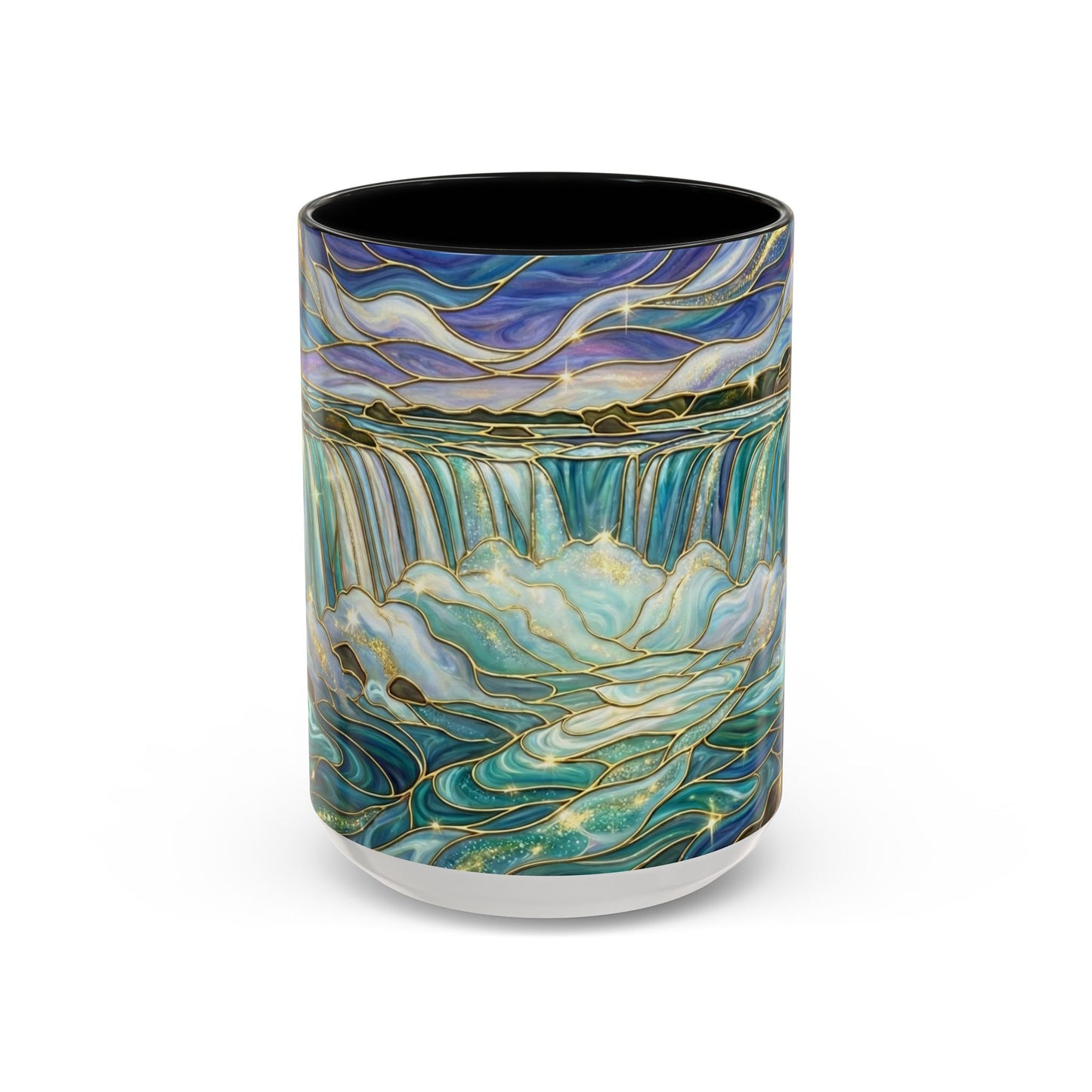 Faux Stained Glass Niagara Falls Mug, Waterfall Coffee Cup, Canada Souvenir Gift, Upstate New York Travel Memento, Nature Lover Tea Cup