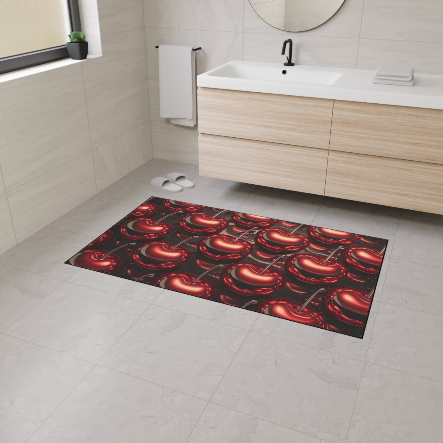 Floor Mat - Shiny Red Cherries Design