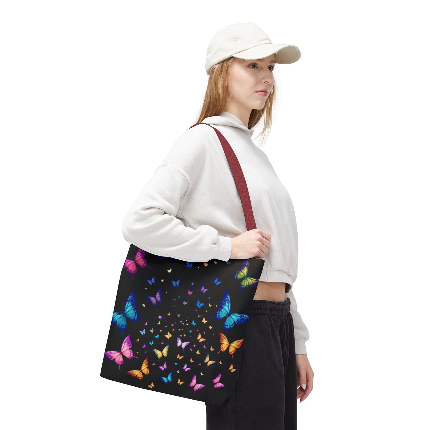 Butterfly Swarm Tote Bag – Colorful Rainbow Butterfly Tote, Aesthetic Canvas Bag, Nature-Inspired Gift, Magical Reusable Eco Purse