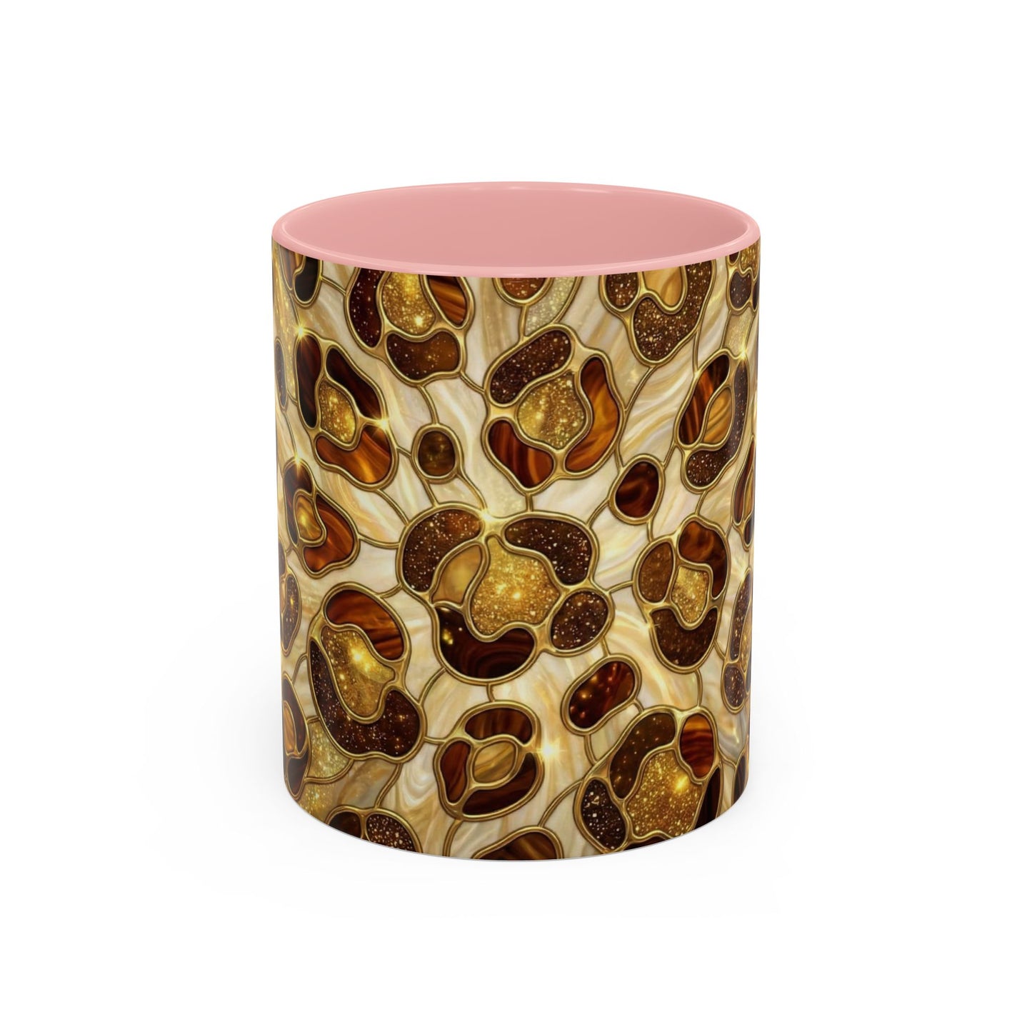 Stained Glass Leopard Print Mug, Gold Cheetah Coffee Cup, Luxury Animal Print Gift, Glam Mosaic Tea Mug, Trendy Desk Decor For Her Gifts