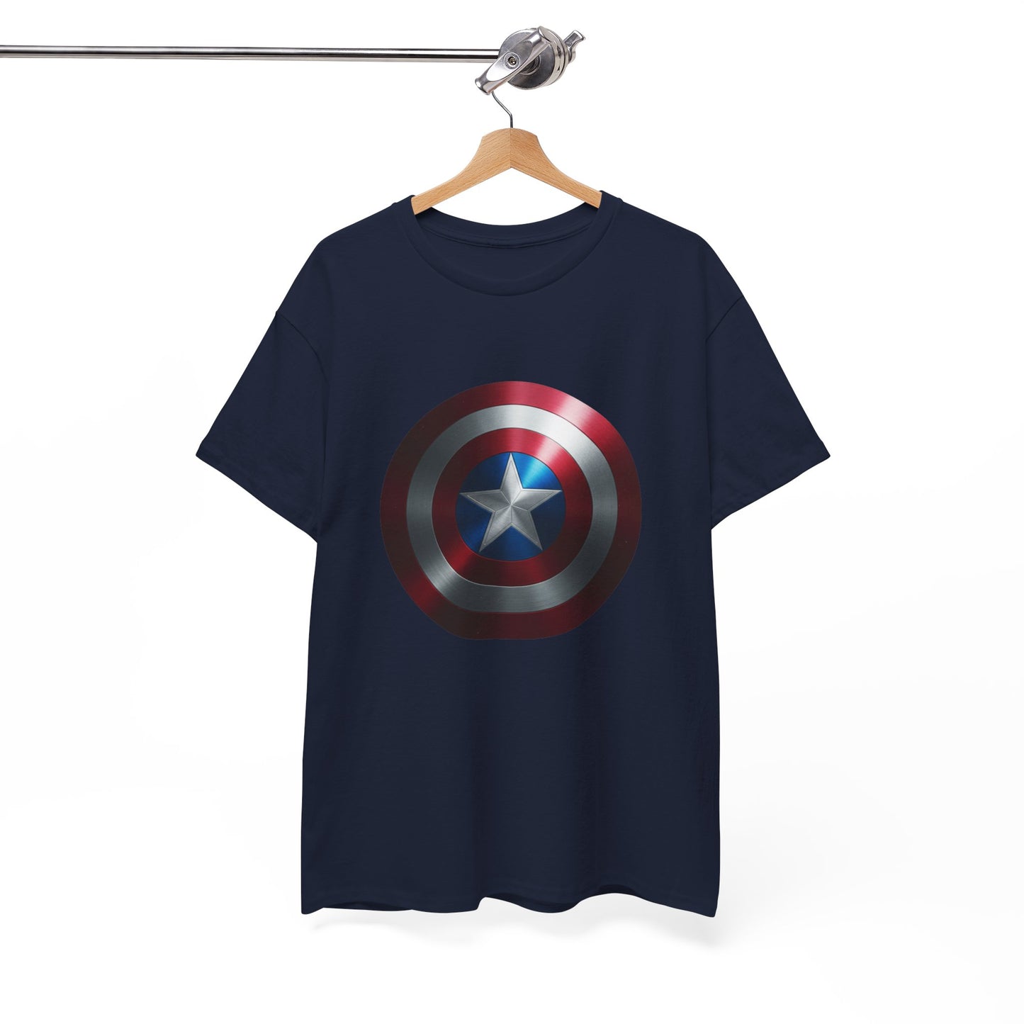 Patriotic Hero Shield Shirt – Star Emblem Graphic Tee – Super Soldier Gift – Comic Inspired Unisex Shirt – Cosplay Convention Top