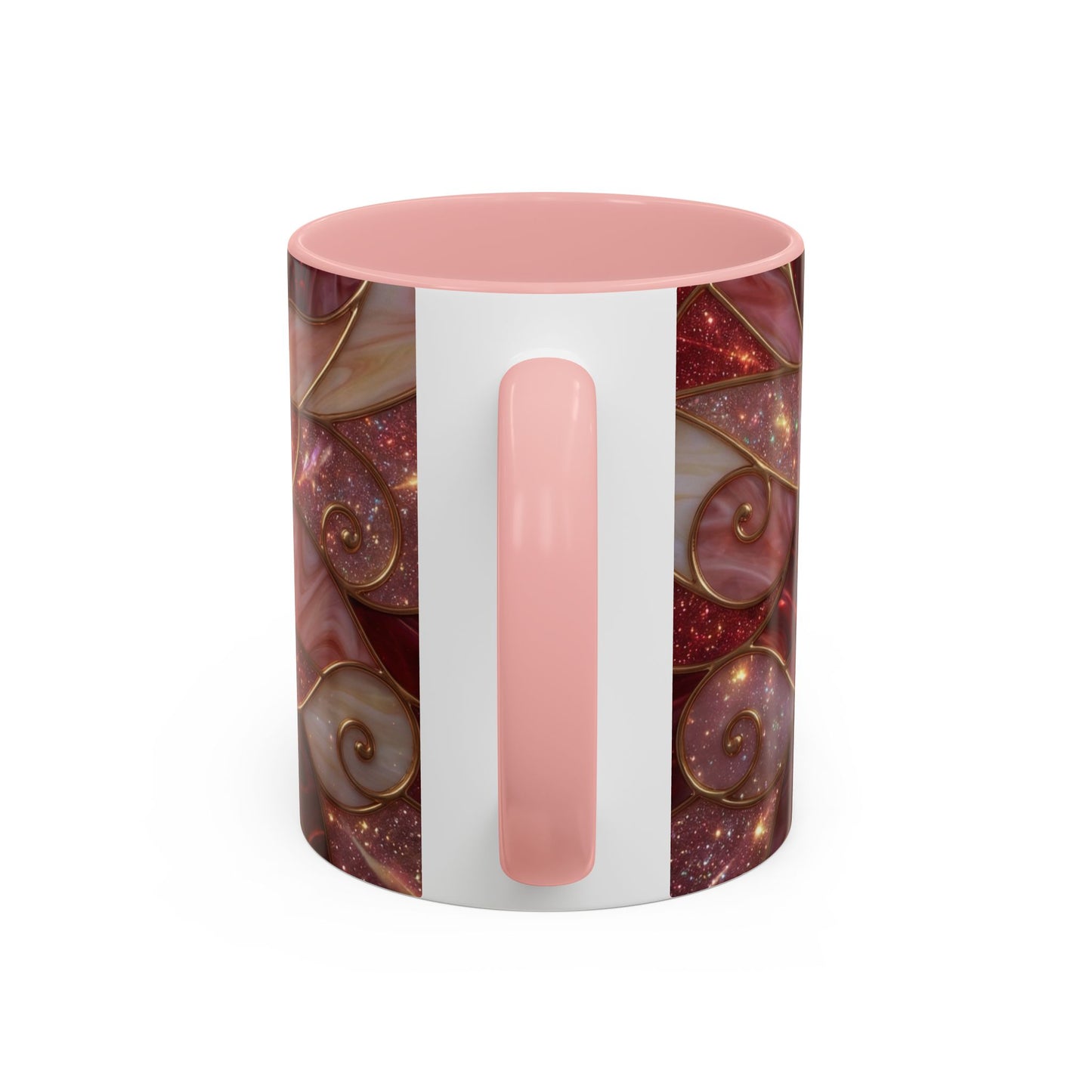 Stained Glass Heart Mug, Valentine Coffee Mug, Romantic Love Cup, Pink Red Ceramic Mug, Gift For Her, Anniversary Gift
