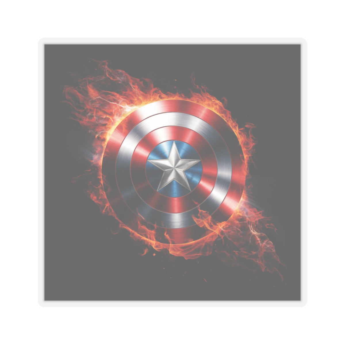 Sticker - Captain America Flaming Shield Design