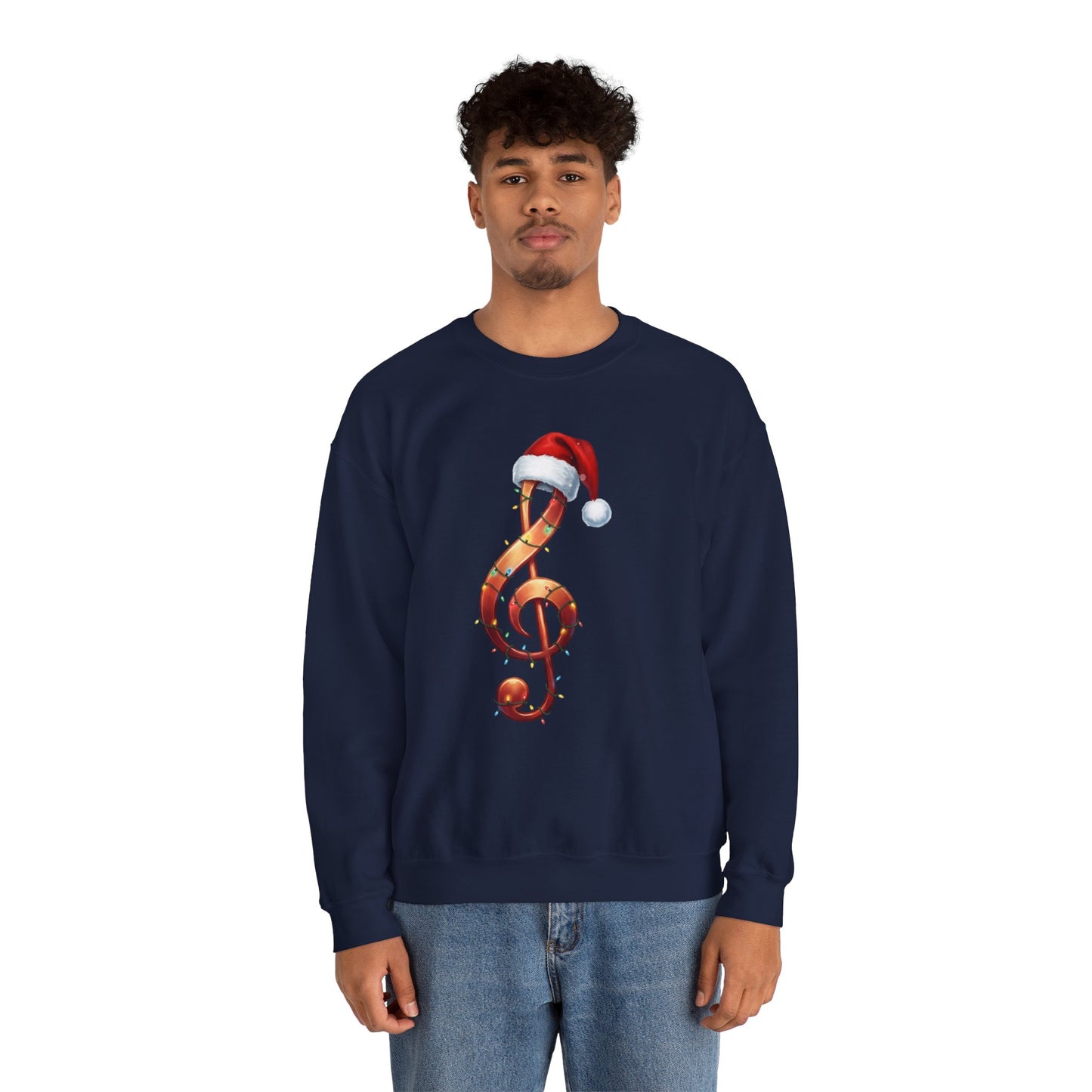 Christmas treble clef sweatshirt, music note Santa hat shirt, Christmas lights music lover sweater, musician holiday crewneck, Xmas gift