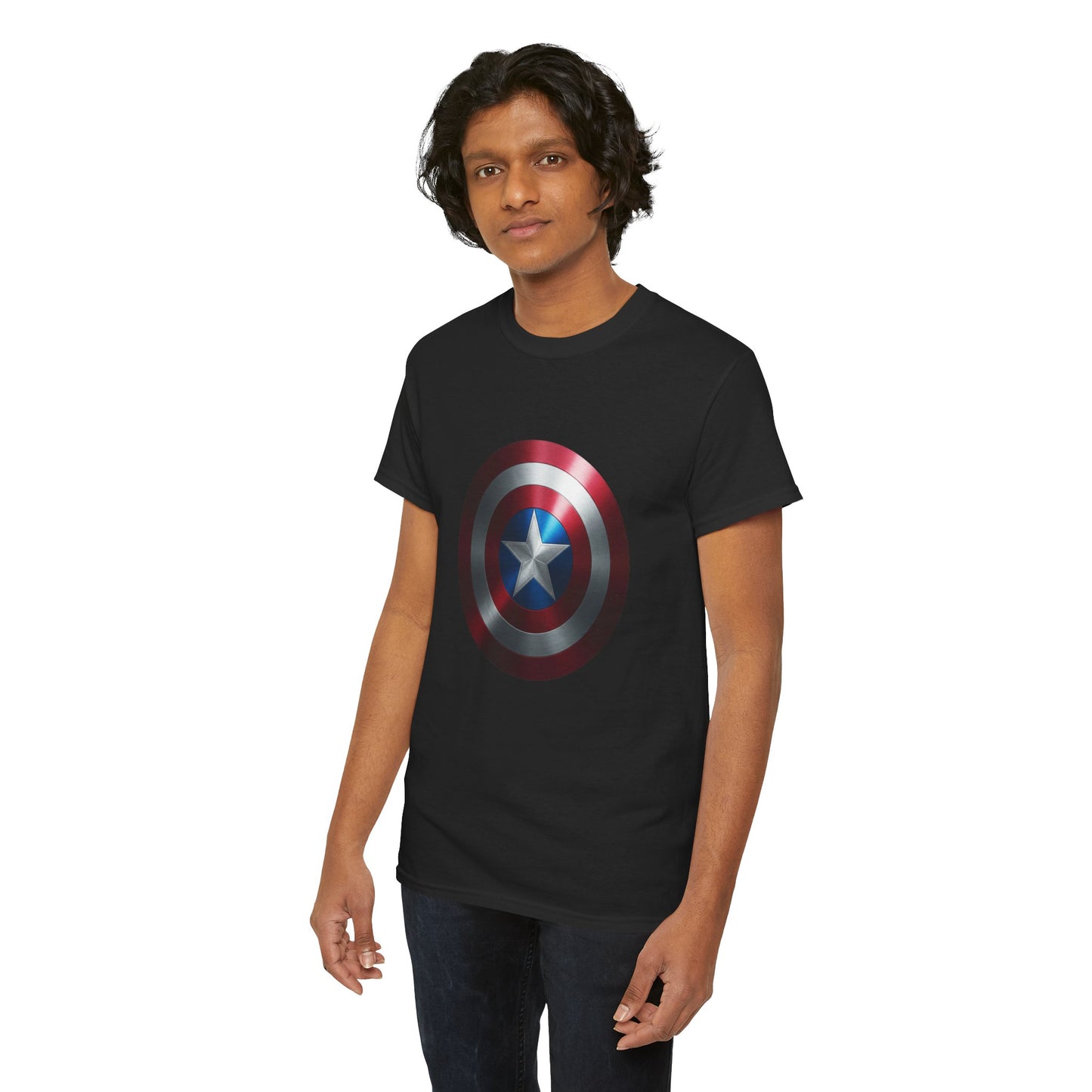 Patriotic Hero Shield Shirt – Star Emblem Graphic Tee – Super Soldier Gift – Comic Inspired Unisex Shirt – Cosplay Convention Top