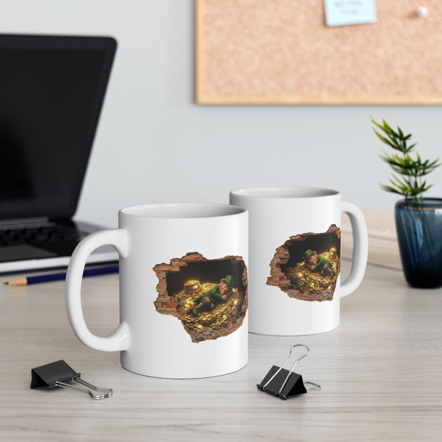Leprechaun Coffee Mug, St Patricks Day Mug, Irish Gold Mug, Cute Leprechaun Art Cup, St Paddy Gift, Funny Irish Coffee Mug