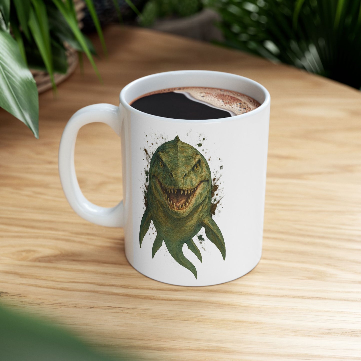 Mosasaurus Ceramic Mug - Dinosaur Coffee Cup | Prehistoric Tidal Beast Gift for Paleontology Fans | 11oz/15oz Dishwasher Safe Jurassic Cup