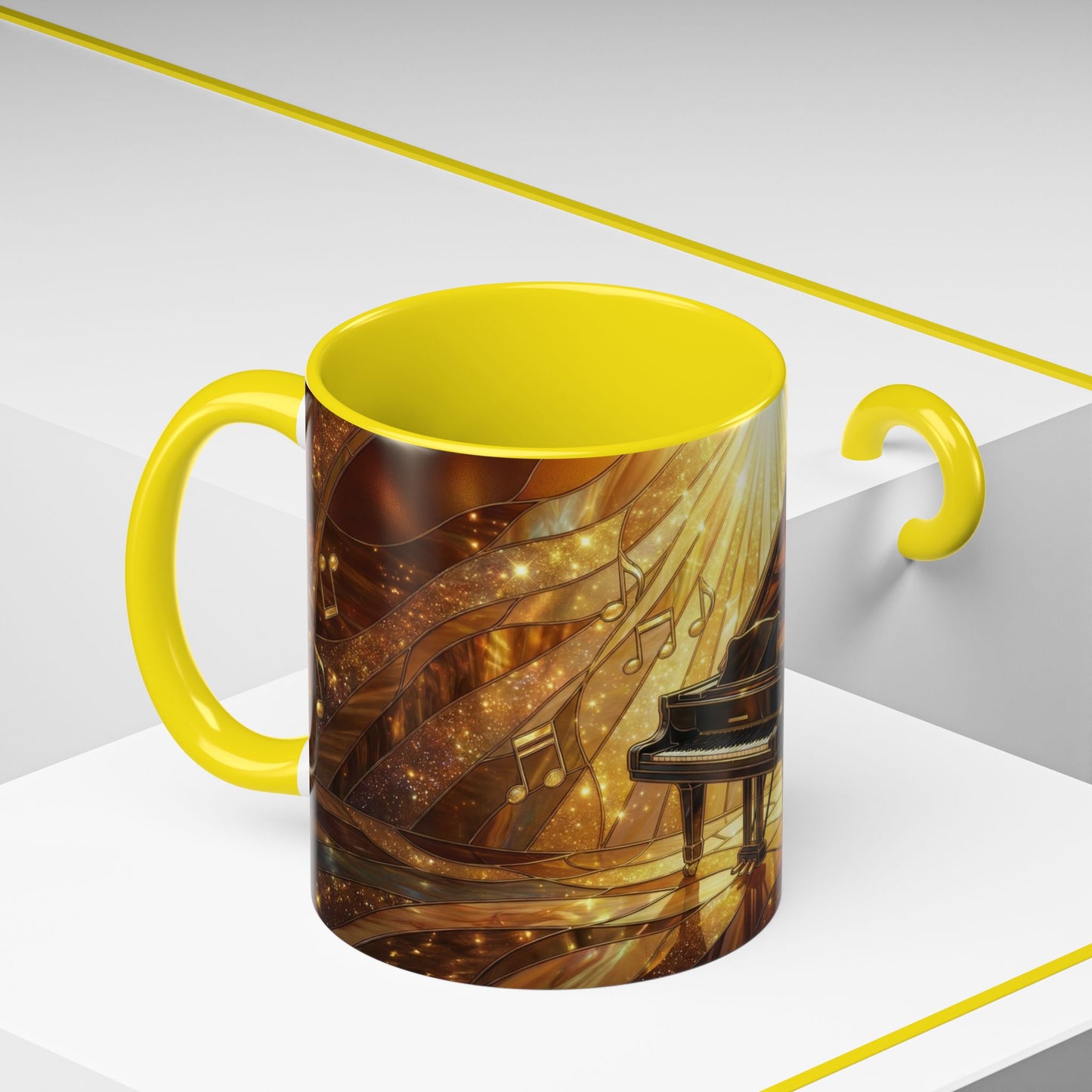 Stained Glass Piano Mug, Grand Piano Coffee Mug, Music Lover Gift Mug, Musician Art Mug, Classical Music Gift, Piano Lover Cup