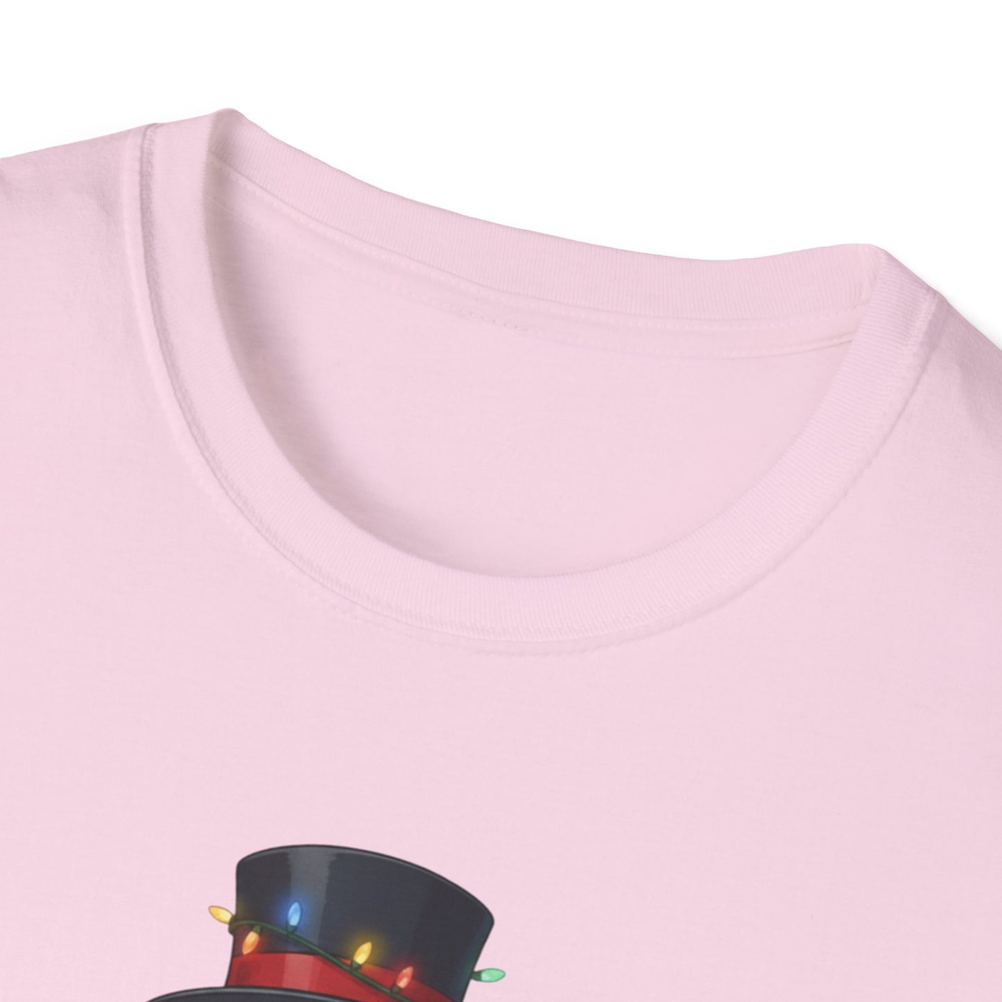Cute Snowman Christmas Shirt, Snowman Wrapped in Christmas Lights Tee, Holiday Winter Snowman Top Hat Shirt, Funny Cozy Christmas T Shirt