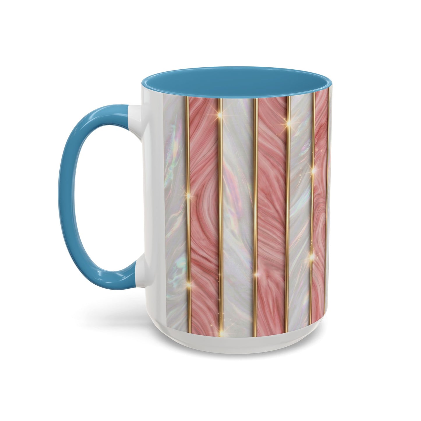 Pink Marble Coffee Mug, Gold Stripe Faux Agate Cup, Glam Desk Accessory, Elegant Tea Mug, Luxury Gift for Her, Chic Office Desk Decor