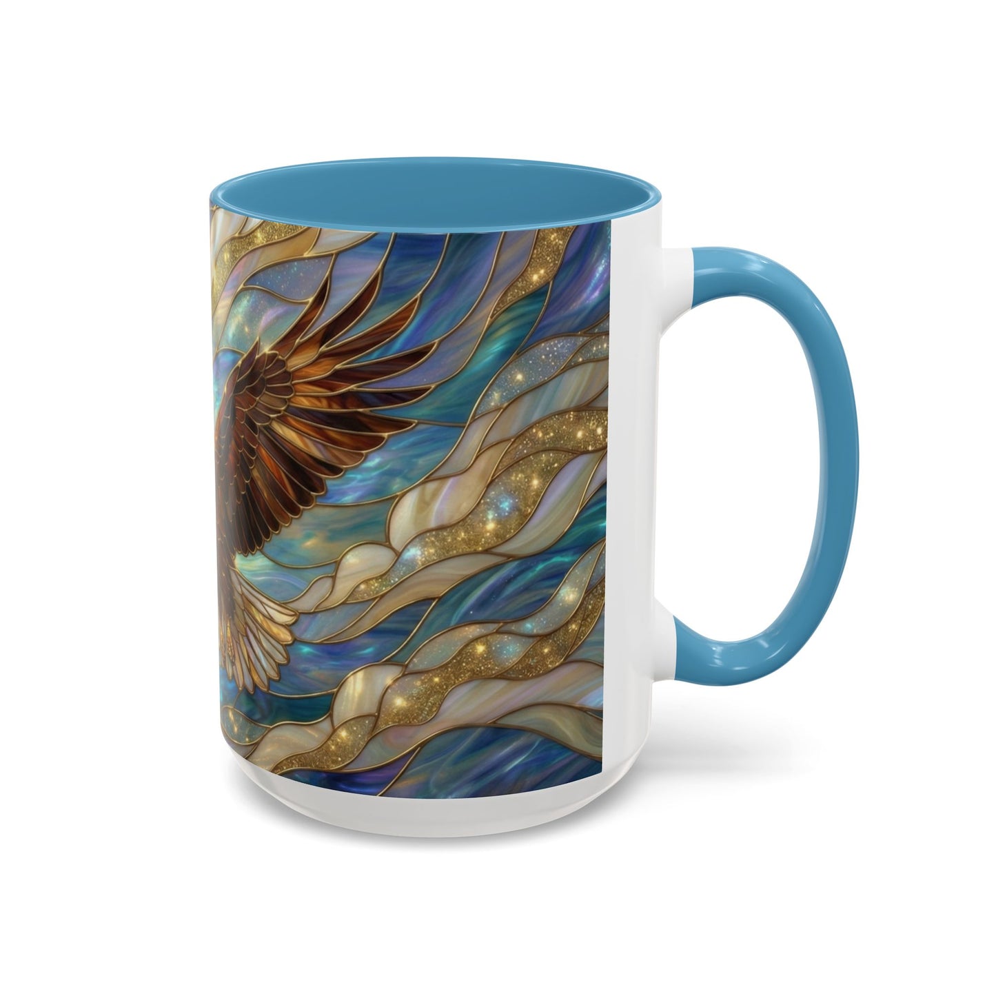 Stained Glass Eagle Mug, Bald Eagle Coffee Mug, Patriotic Eagle Cup, Wildlife Art Mug, Freedom Bird Mug, Nature Art Gift