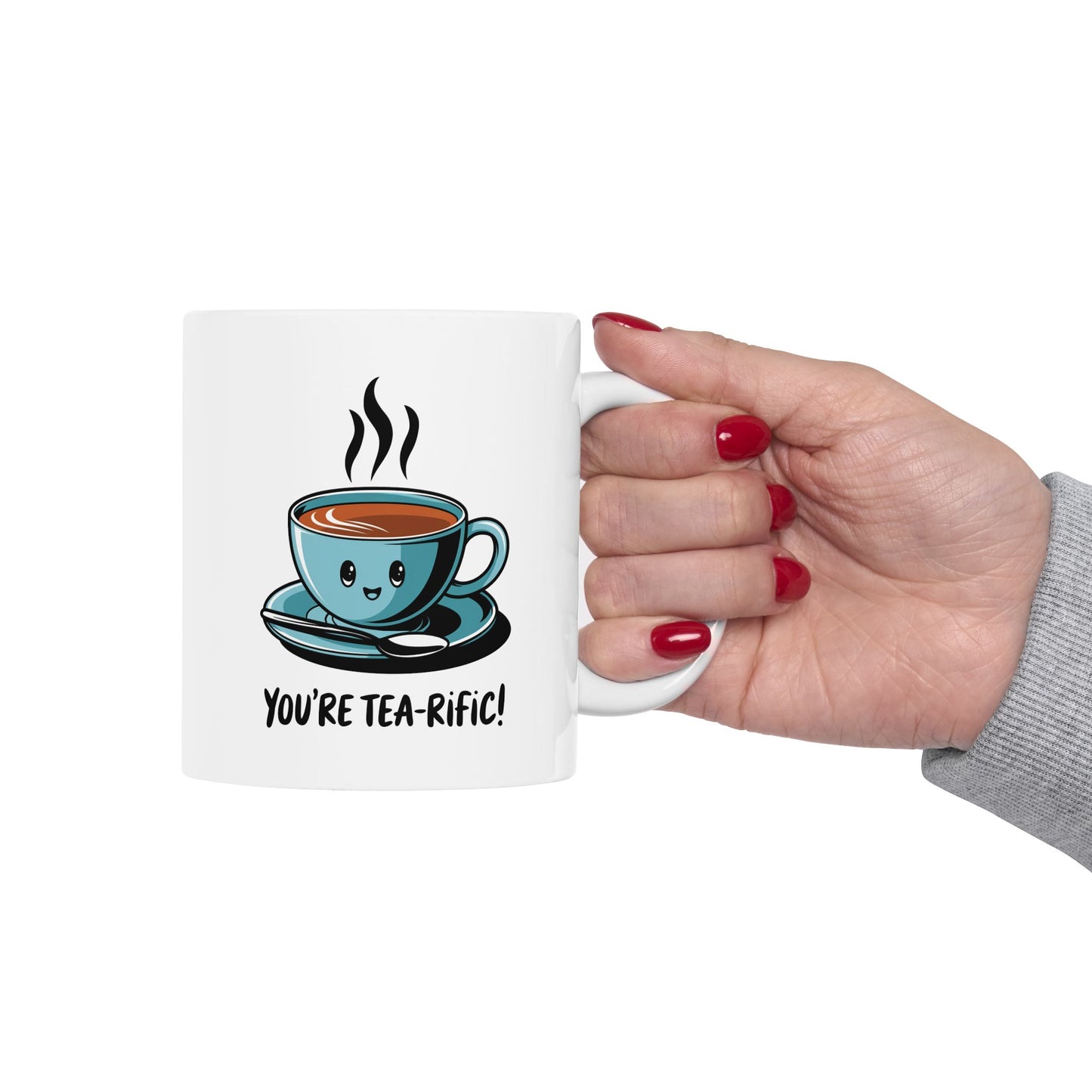 “You’re Tea-rific!” Tea Pun Mug | Cute Kawaii Tea Cup Mug | Funny Tea Lover Gift | Positive Vibes Ceramic Mug | Tea Time Kitchenware