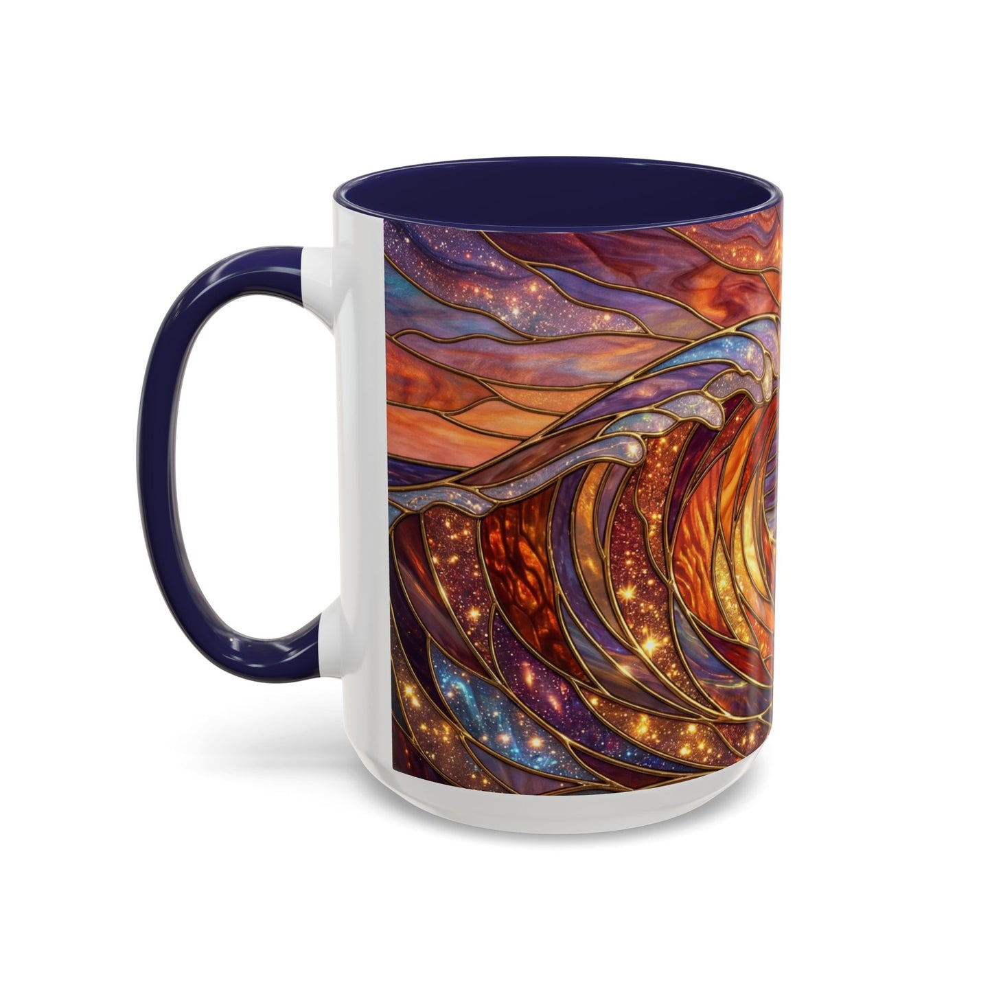 Stained Glass Wave Mug, Ocean Sunset Coffee Cup, Vibrant Beach Art, Sea Lover Gift, Mosaic Tea Cup, Summer Kitchen Decor, Nature Drinkware