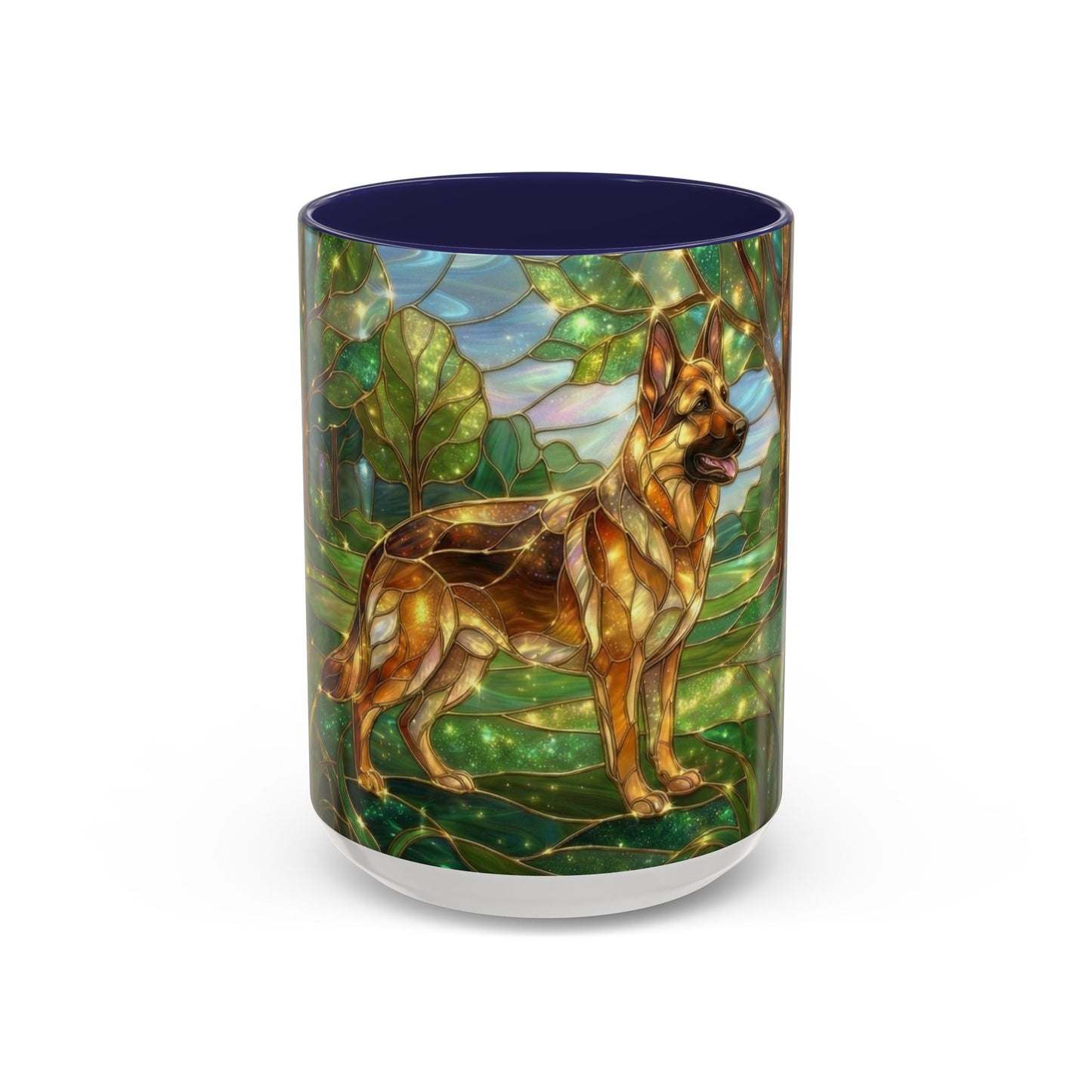 German Shepherd Mug, Stained Glass Dog Coffee Mug, German Shepherd Art Cup, Dog Lover Gift, Pet Memorial Mug, Colorful Dog Mug
