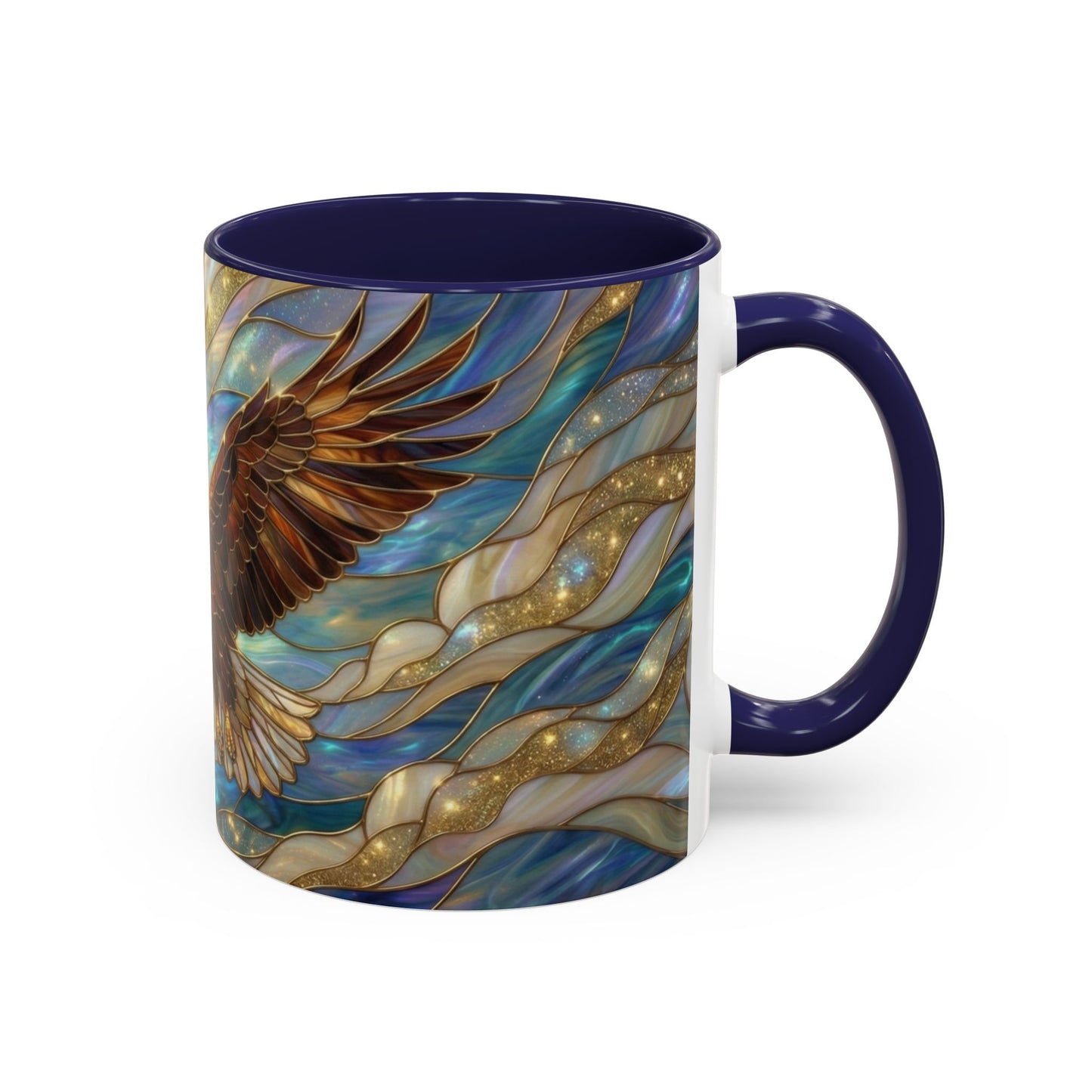Stained Glass Eagle Mug, Bald Eagle Coffee Mug, Patriotic Eagle Cup, Wildlife Art Mug, Freedom Bird Mug, Nature Art Gift