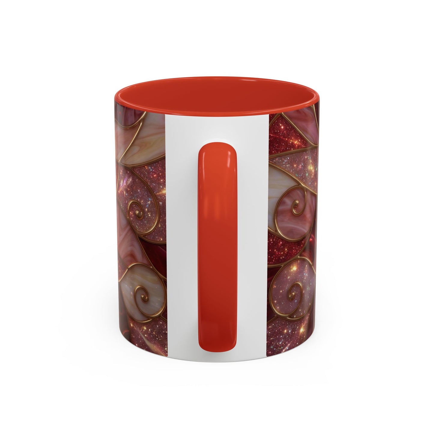 Stained Glass Heart Mug, Valentine Coffee Mug, Romantic Love Cup, Pink Red Ceramic Mug, Gift For Her, Anniversary Gift