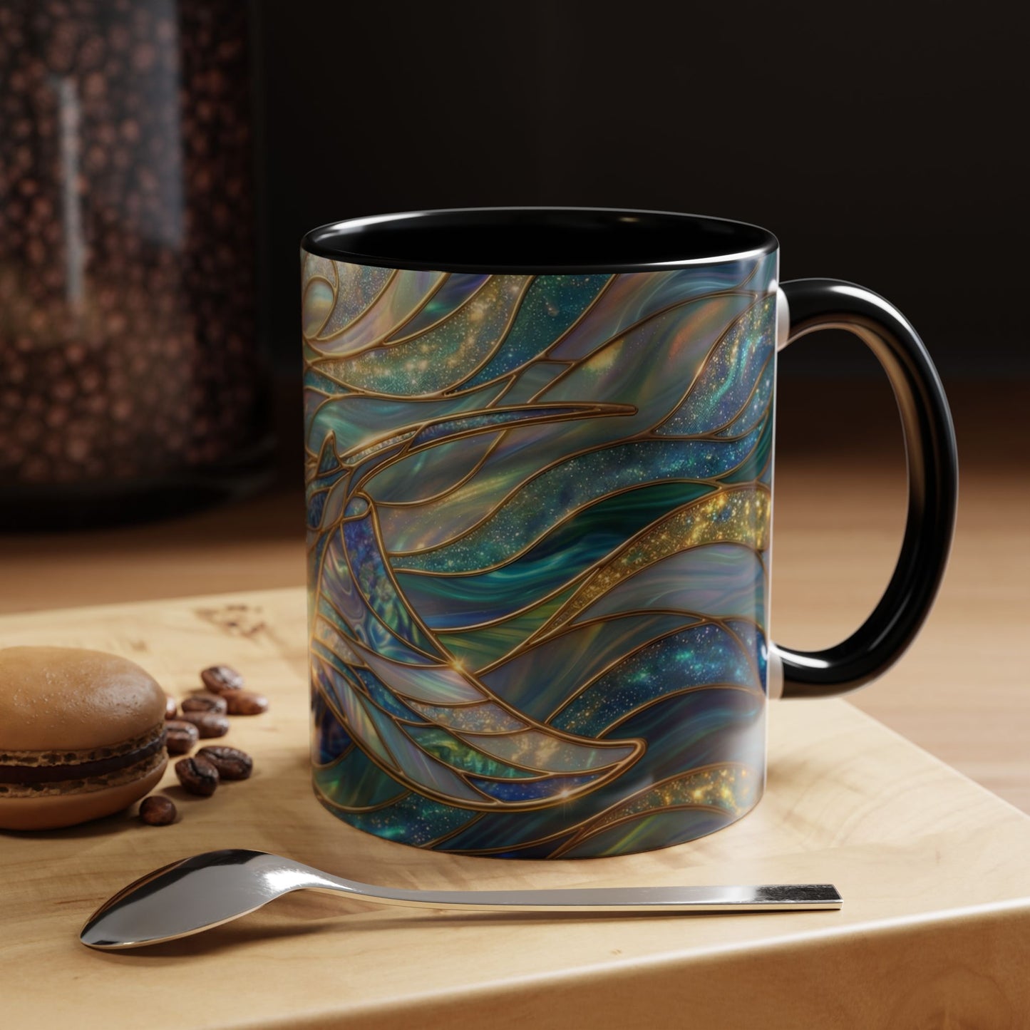 Stained Glass Manta Ray Mug, Ocean Coffee Cup, Manta Ray Art Mug, Nautical Gift, Coastal Decor Mug, Marine Life Coffee Cup