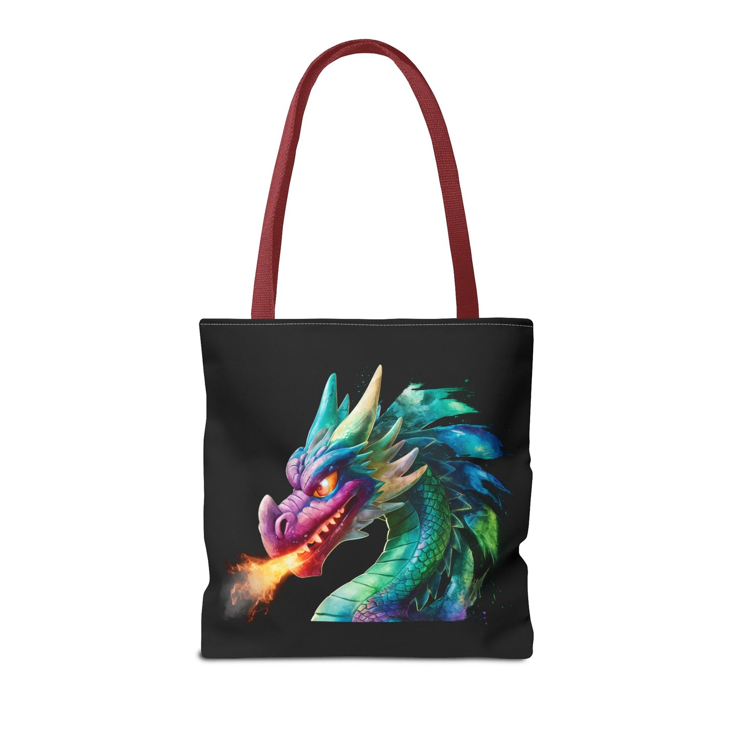 Double-Sided Fierce Dragon Canvas Tote - Colorful Fire-Breathing Fantasy, Eco Reusable Bag, Gift for Dragon Lover