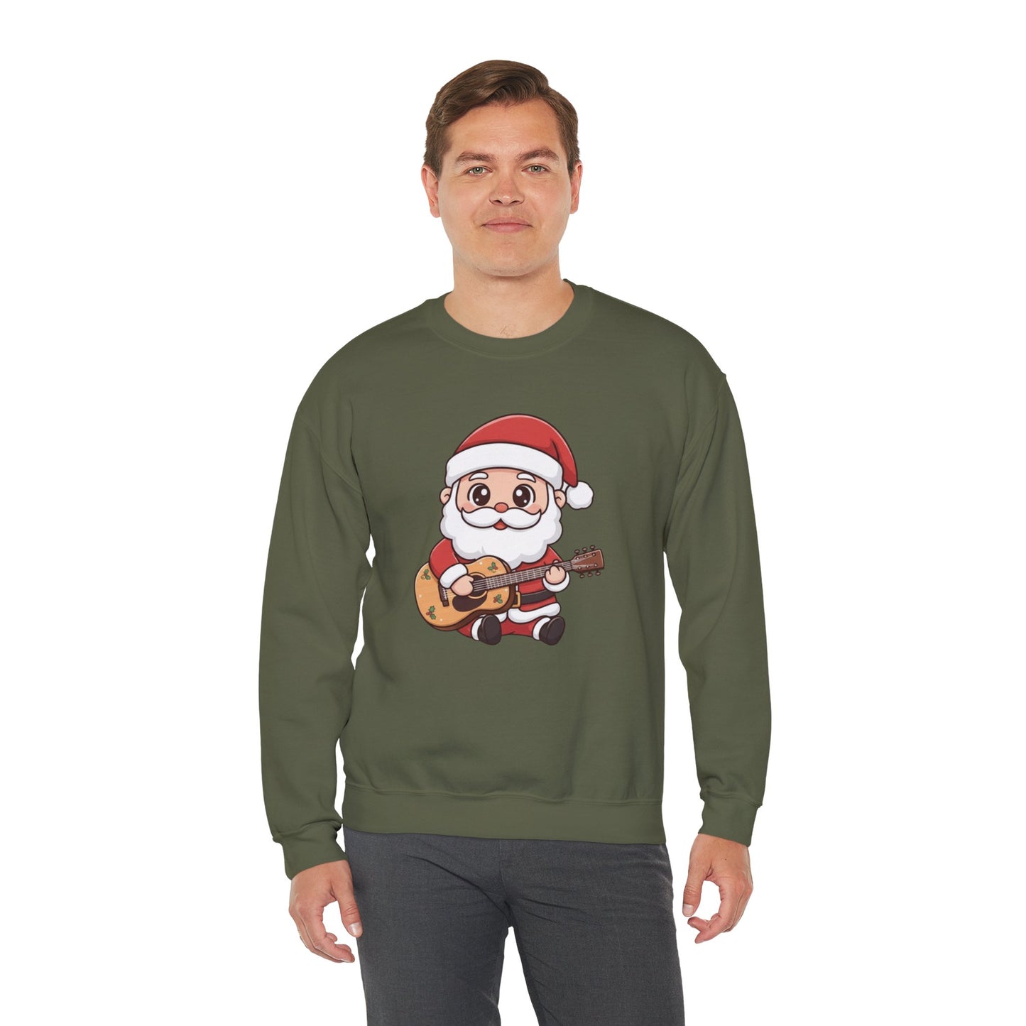 Cute Santa Guitar Sweatshirt | Christmas Music Lover Sweater | Holiday Crewneck | Funny Santa Musician Shirt | Cozy Xmas Gift for Him or Her