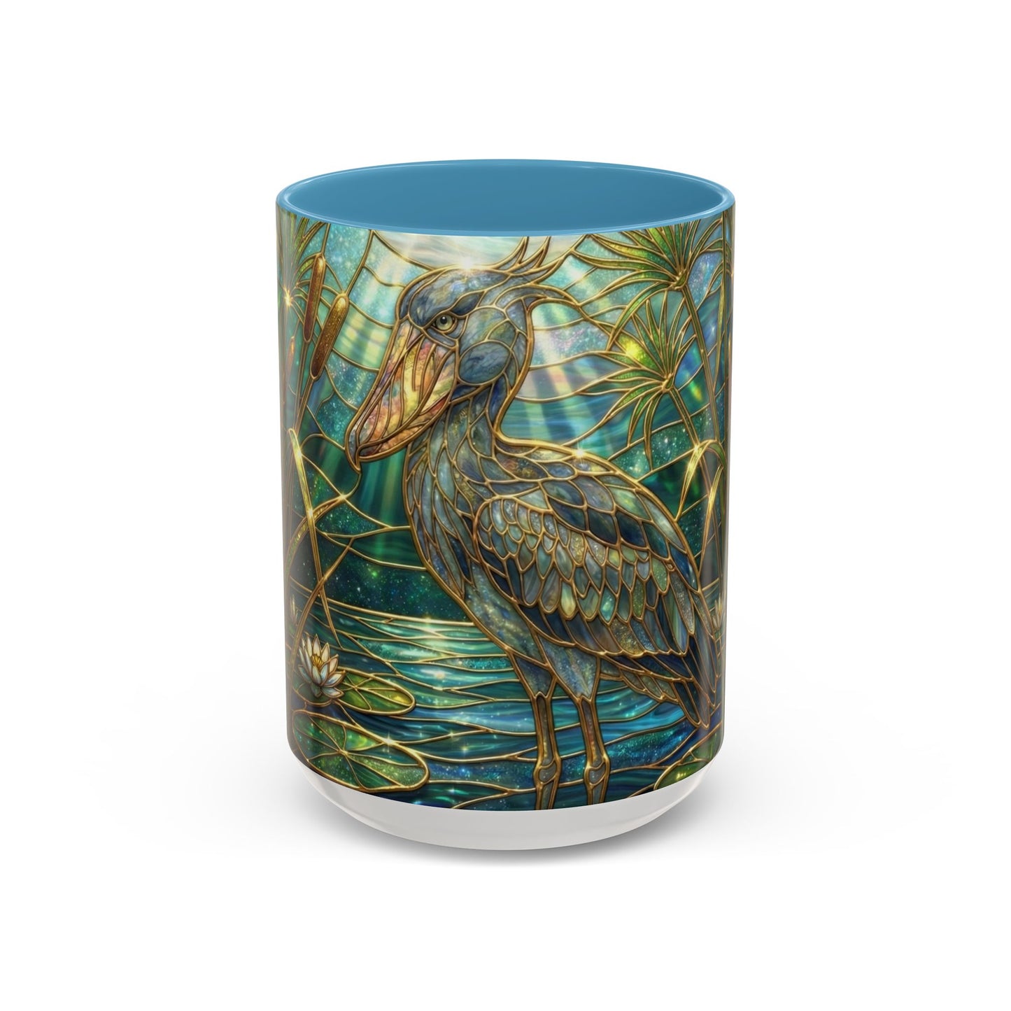 Shoebill Stork Mug, Stained Glass Bird Art, Prehistoric Animal Gift, Swamp Nature Coffee Cup, Galaxy Night, Ornithology Lover Present